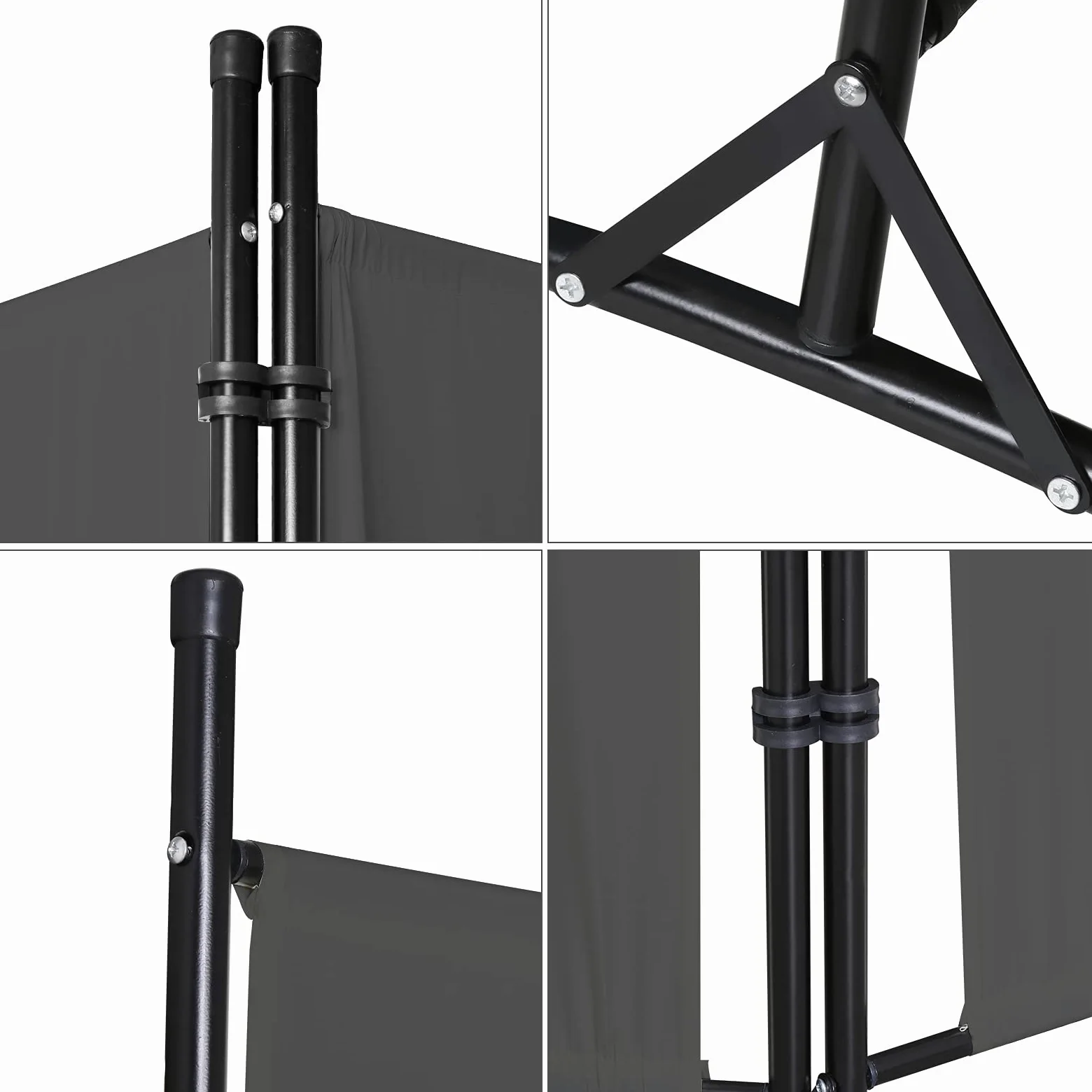 Ikodm Paravent 3 pièces 260 x 180 cm, cloison de séparation de balcon, paroi de séparation pliable, pour extérieur, bureaux, balcon, anthracite