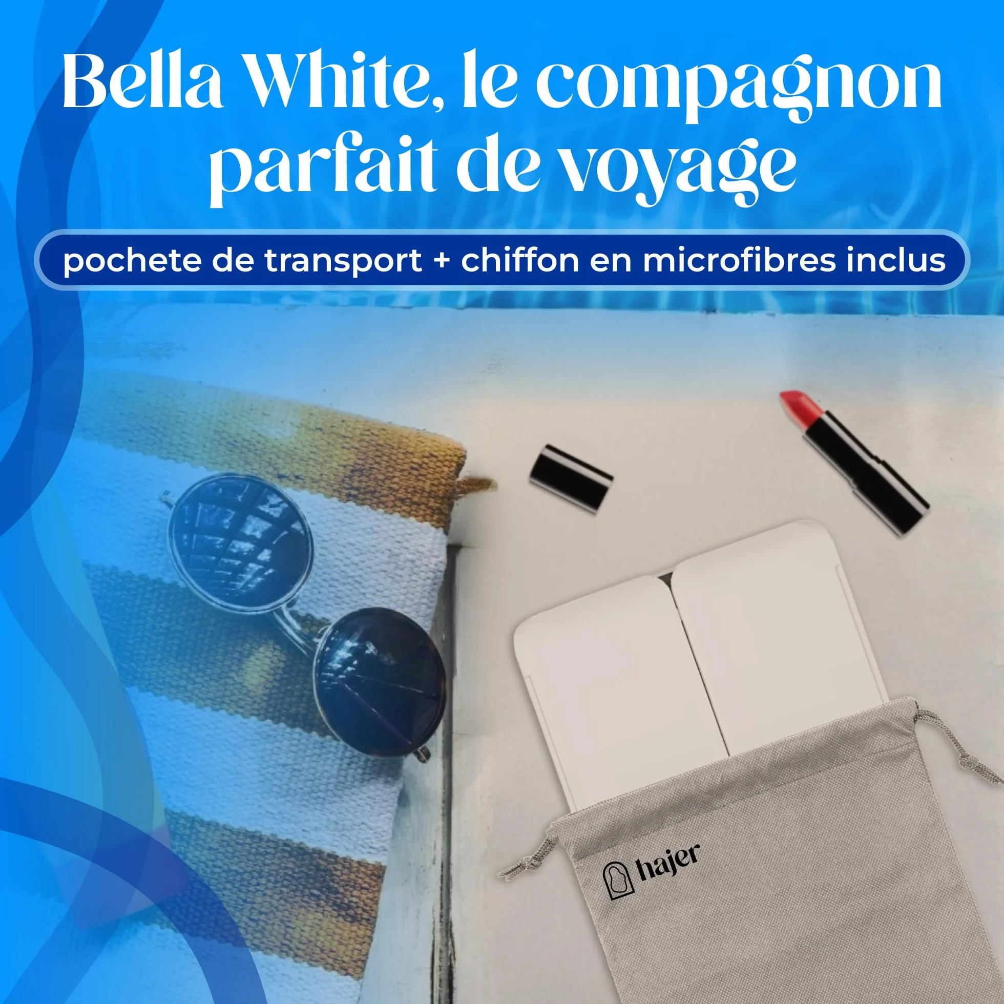 Hajer Miroir Maquillage LED Grossissant 1X/3X/5X 3 Modes Éclairage Tactile Rechargeable USB-C Pliable Voyage