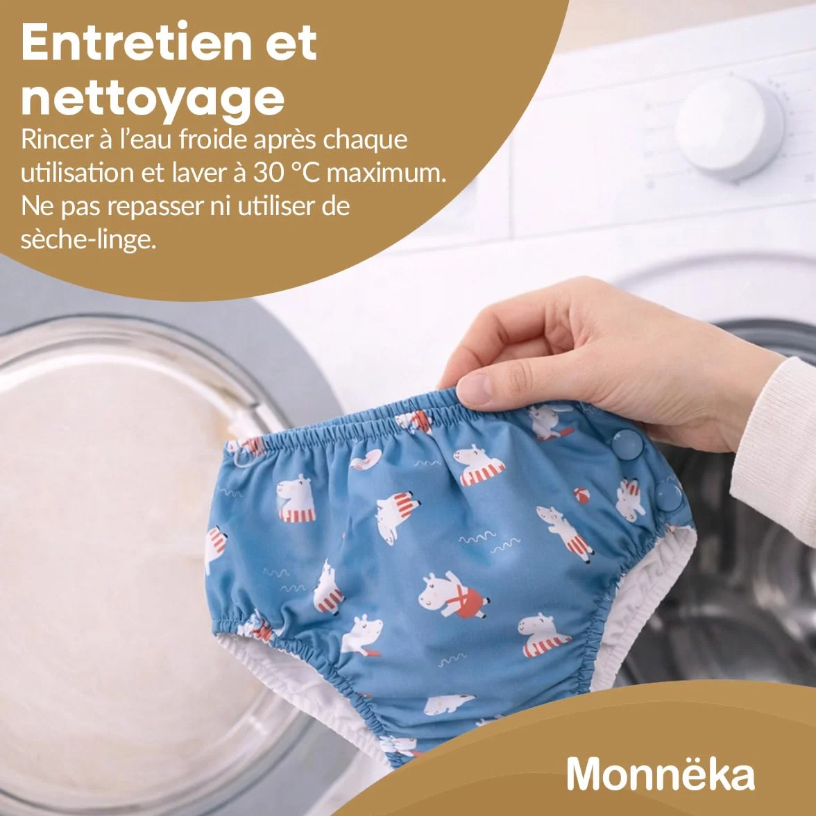 Couche de Bain Réutilisable UPF 50+ Séchage Rapide Motifs Colorés Wild Animals 6-12 Mois