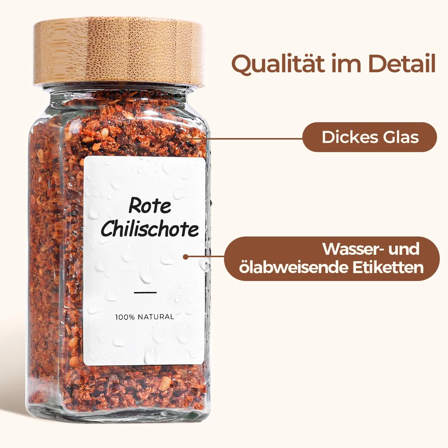 ComSaf pot à épices en verre 120 ml lot de 6 avec étiquettes lisibles