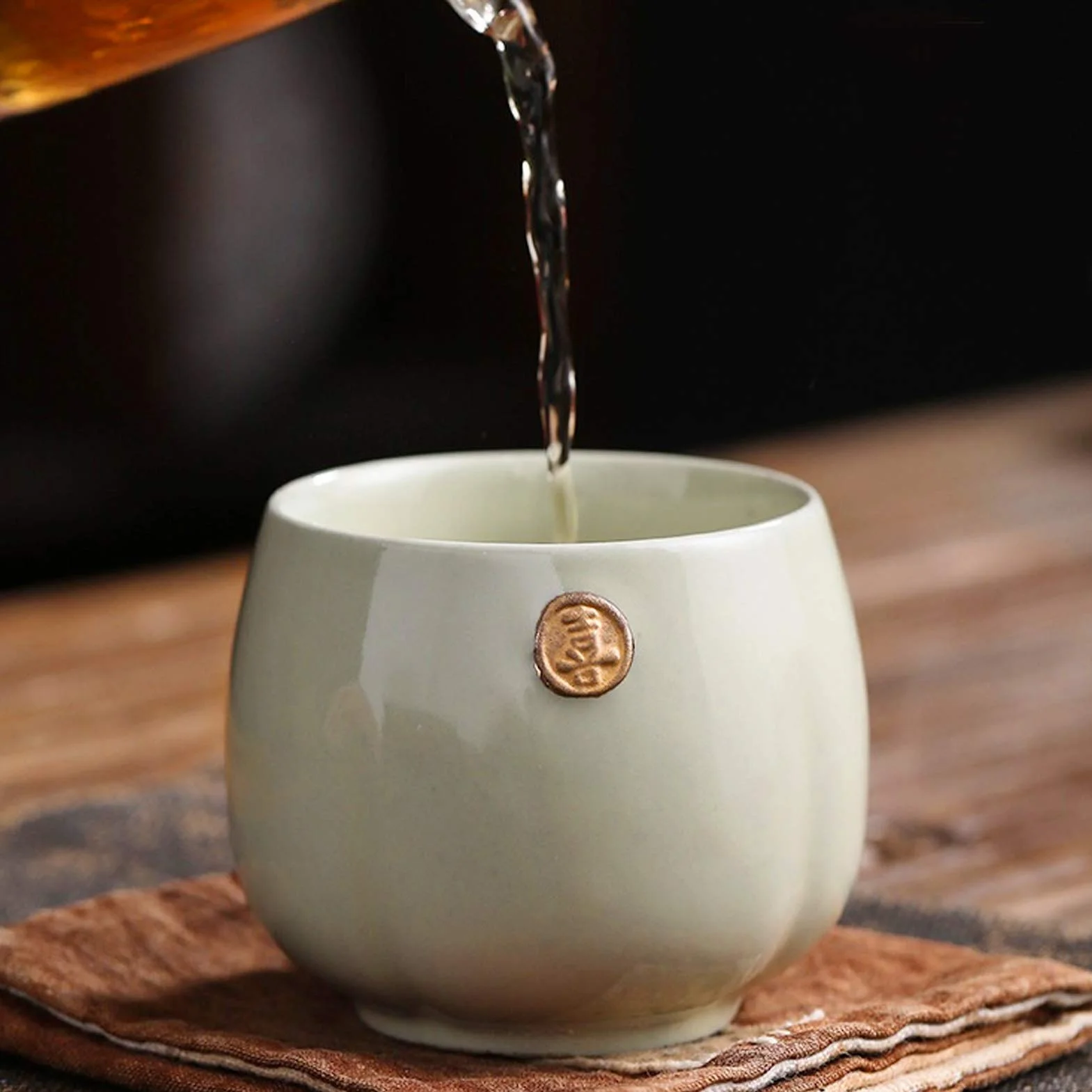 Tasses à thé japonaises en céramique Design, lot de 4 théières en céramique de style japonais Zen, cadeau artisanal traditionnel, pour le bureau à domicile(coloré)