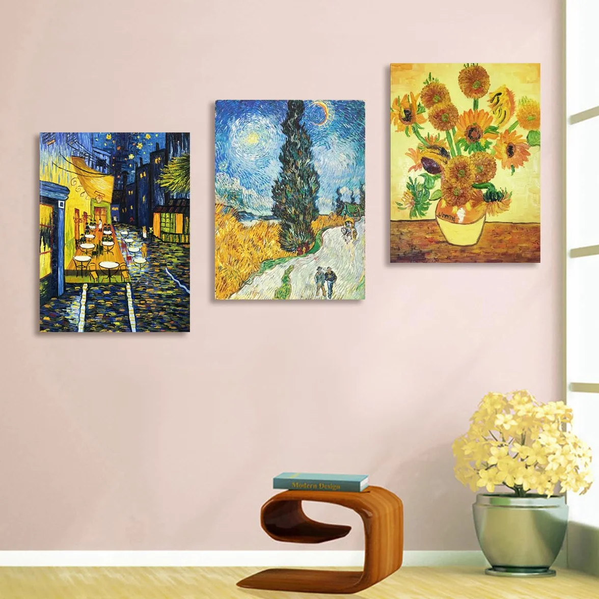 Peinture à l'huile sur toile peinte à la main Vincent Van Gogh - 3 œuvres d'art classiques - Décoration murale