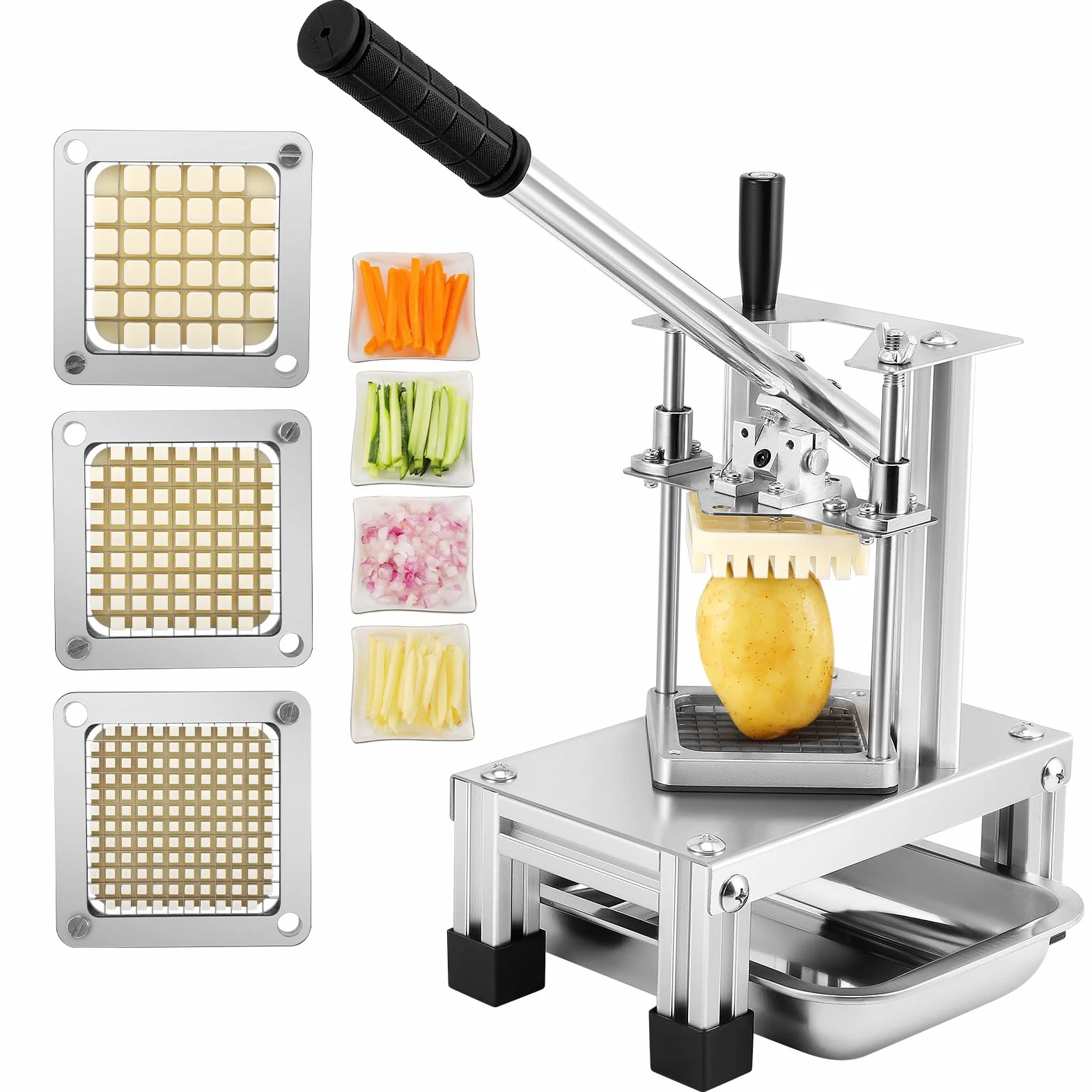 Coupe Frites Professionnel Acier Inoxydable 304 Lames 1/4" 1/2" 3/8" Plaque Aliments