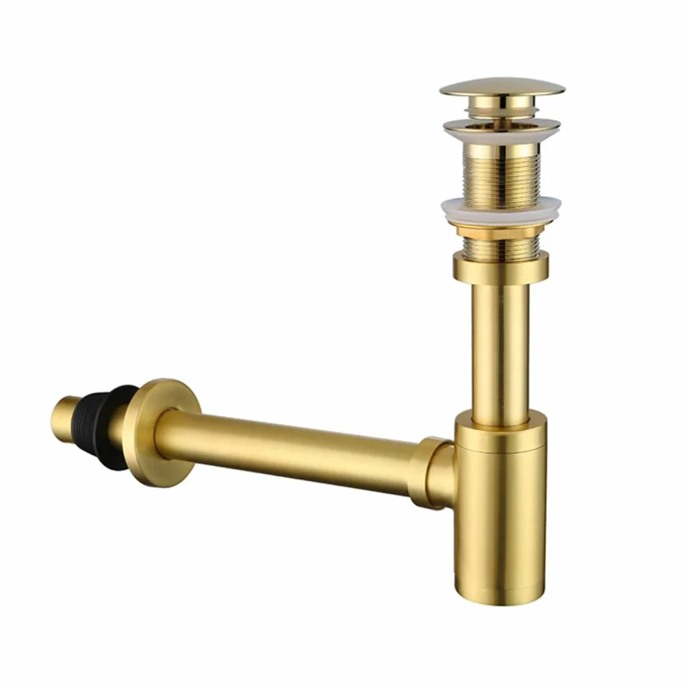 Siphon de bouteille en acier inoxydable pour lavabo de cuisine et salle de bain - Siphon en P - Or brossé