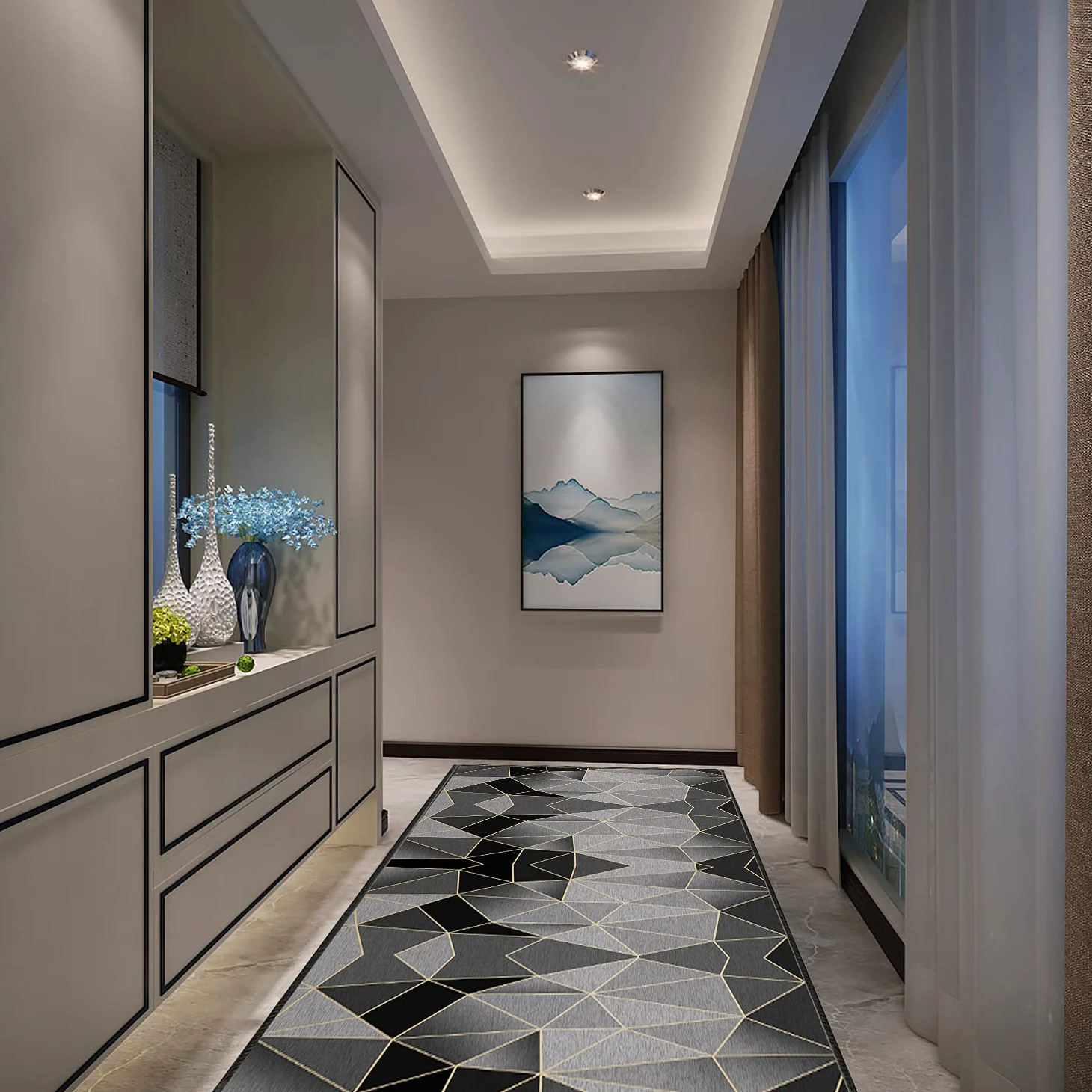 Tapis entrée intérieur Tapis Entree Interieur Long Antidérapant & Anti-Glisse résistant Lavable pour Cuisine, Couloir, Passage, Chambre - 60x200cm