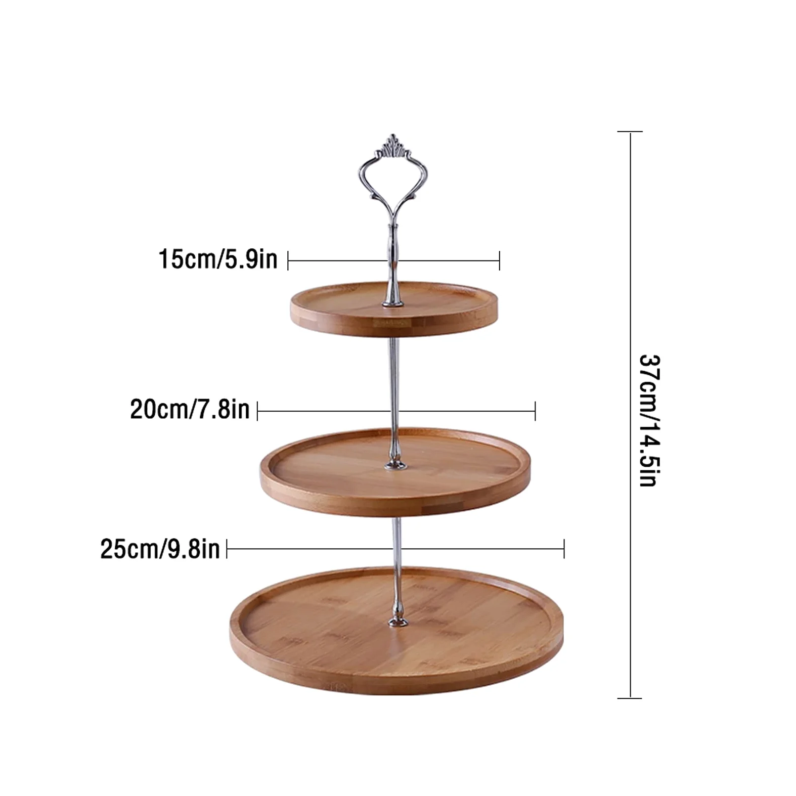 Présentoir à Gâteau 3 couches en bambou gâteau stand Creative Dessert Présentoir Retro Afternoon Tea Dessert Table gâteau de mariage Assiette pâtisserie stand Stand de Gâteaux