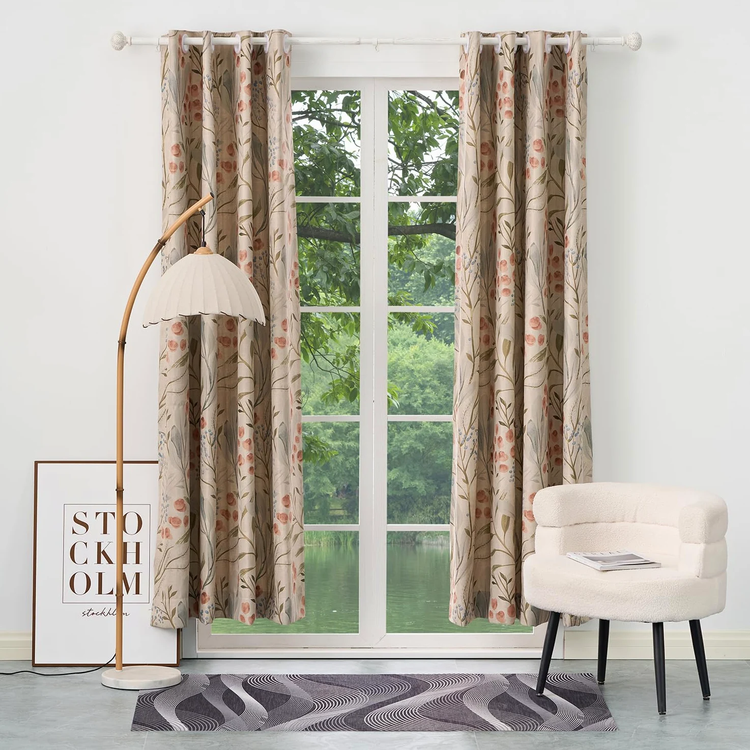 Tringle à rideaux extensible de 77 à 210 cm avec embouts sphériques de 2,5 cm de diamètre - Tringle de 76,2 à 213,4 cm - Tringle à rideaux réglable - Couleur : blanc - Avec supports de fixation inclus