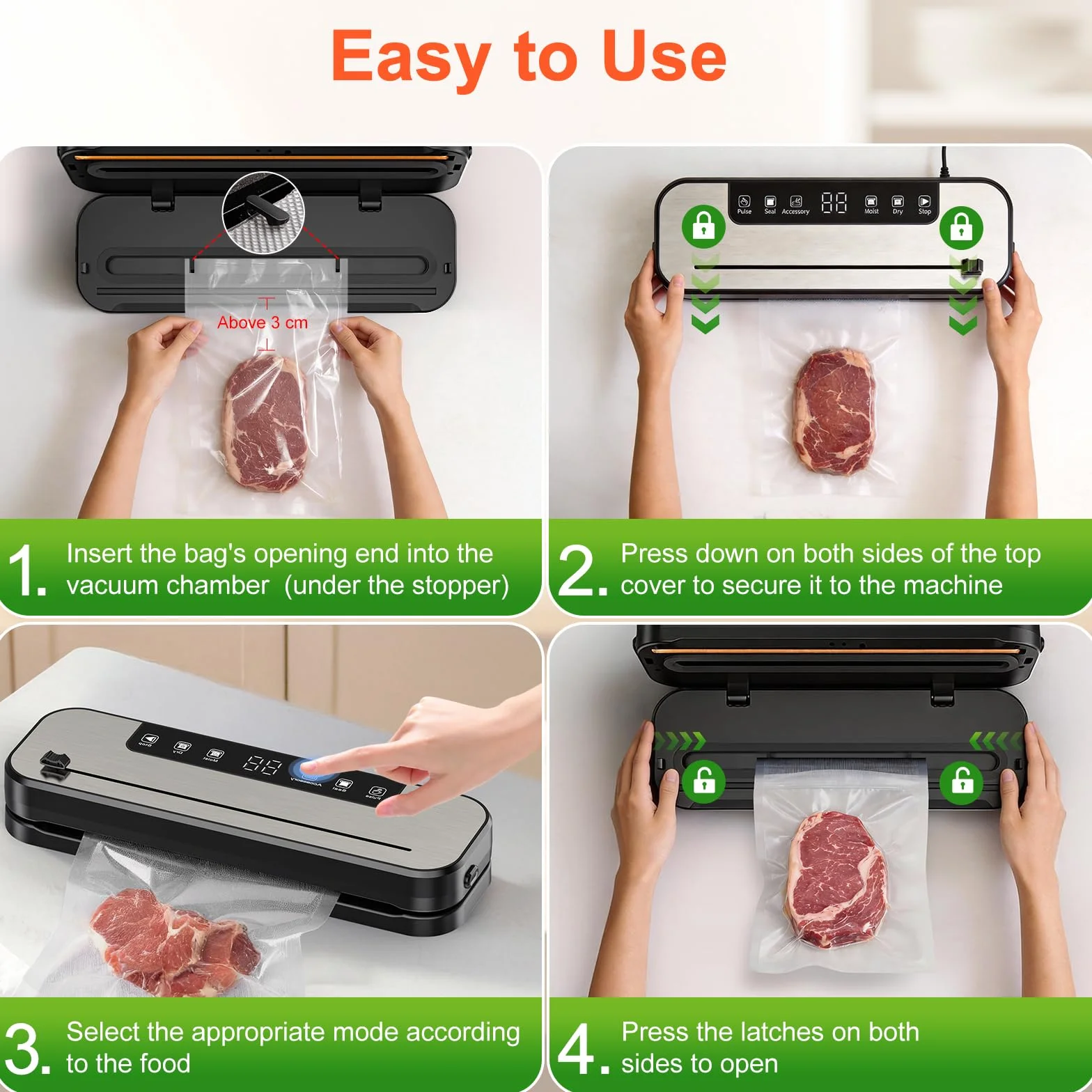 Machine Sous Vide Alimentaire 6 en 1 SHINER, Modes Sec et Humide, UV, 50 Sacs, Scellure 30 cm