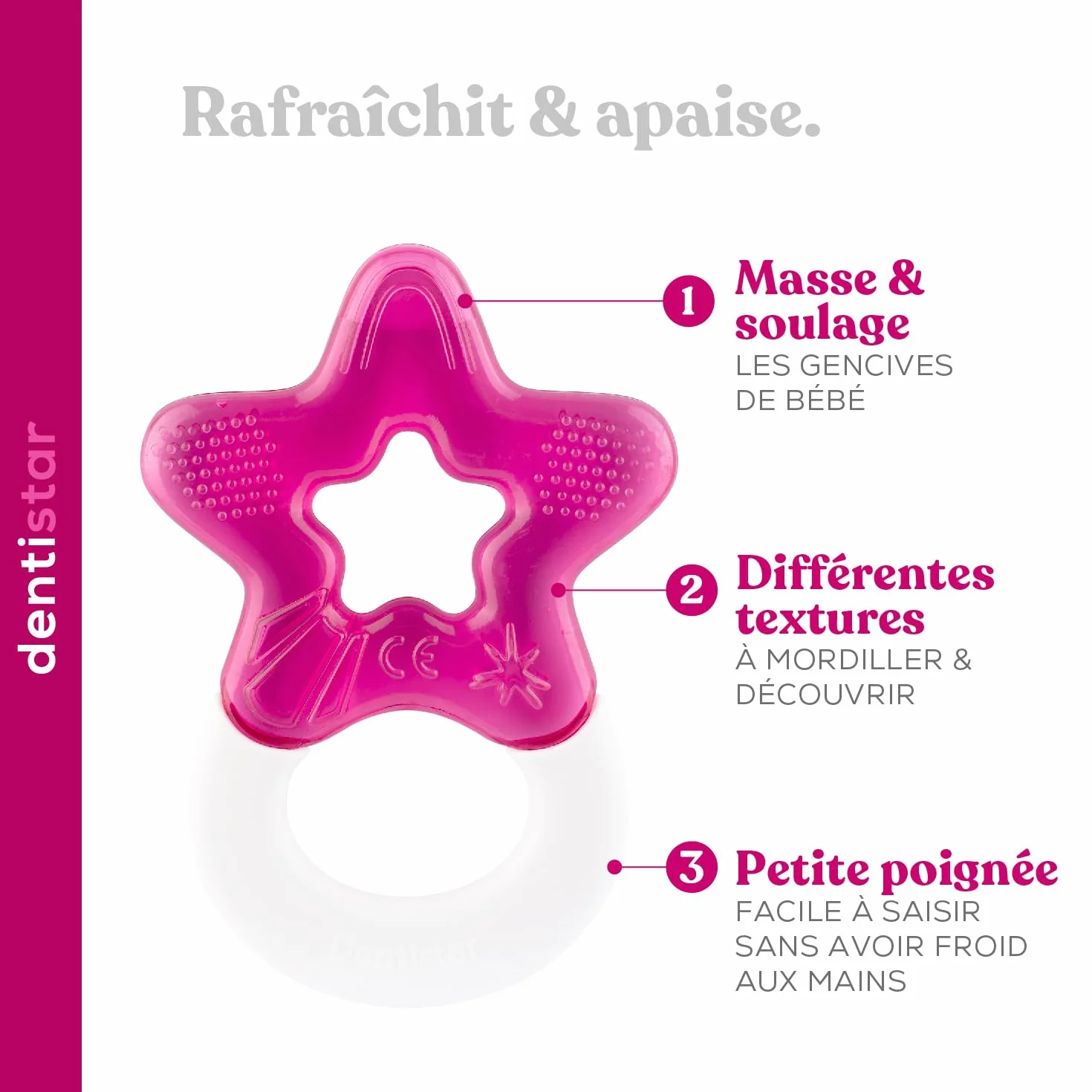 Dentistar Set de 2 anneaux de dentition rafraîchissants pour bébé - Sans BPA - Turquoise