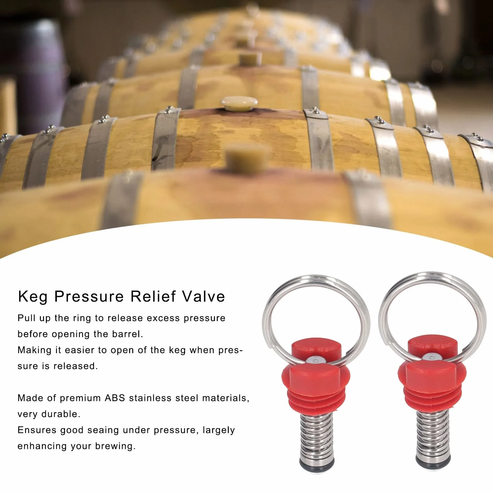Ball Lock Keg Pressure Relief Valve, Corny Keg Pressure Relief Valve, Kit D'accessoires Pour la Sécurité (rouge)