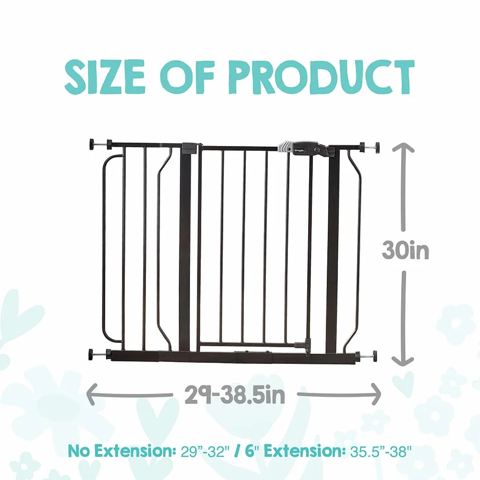 Regalo Safety Easy Step Baby Gate for Doorways & Stairs, Fits 73.6-95.5cm, Pressure Mounted, Black