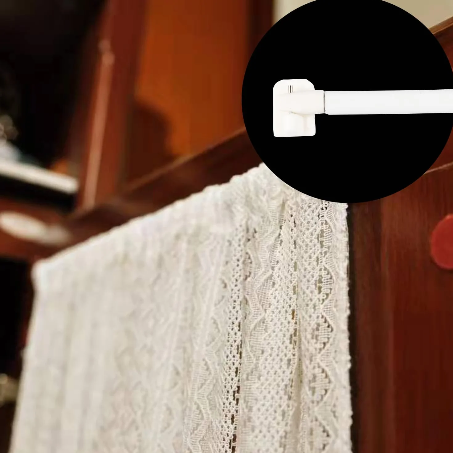 Crochets Autocollants pour Barres de Rideaux Blancs 10Pcs Adhésifs Rideaux Fenêtre Salle de Bain Cuisine