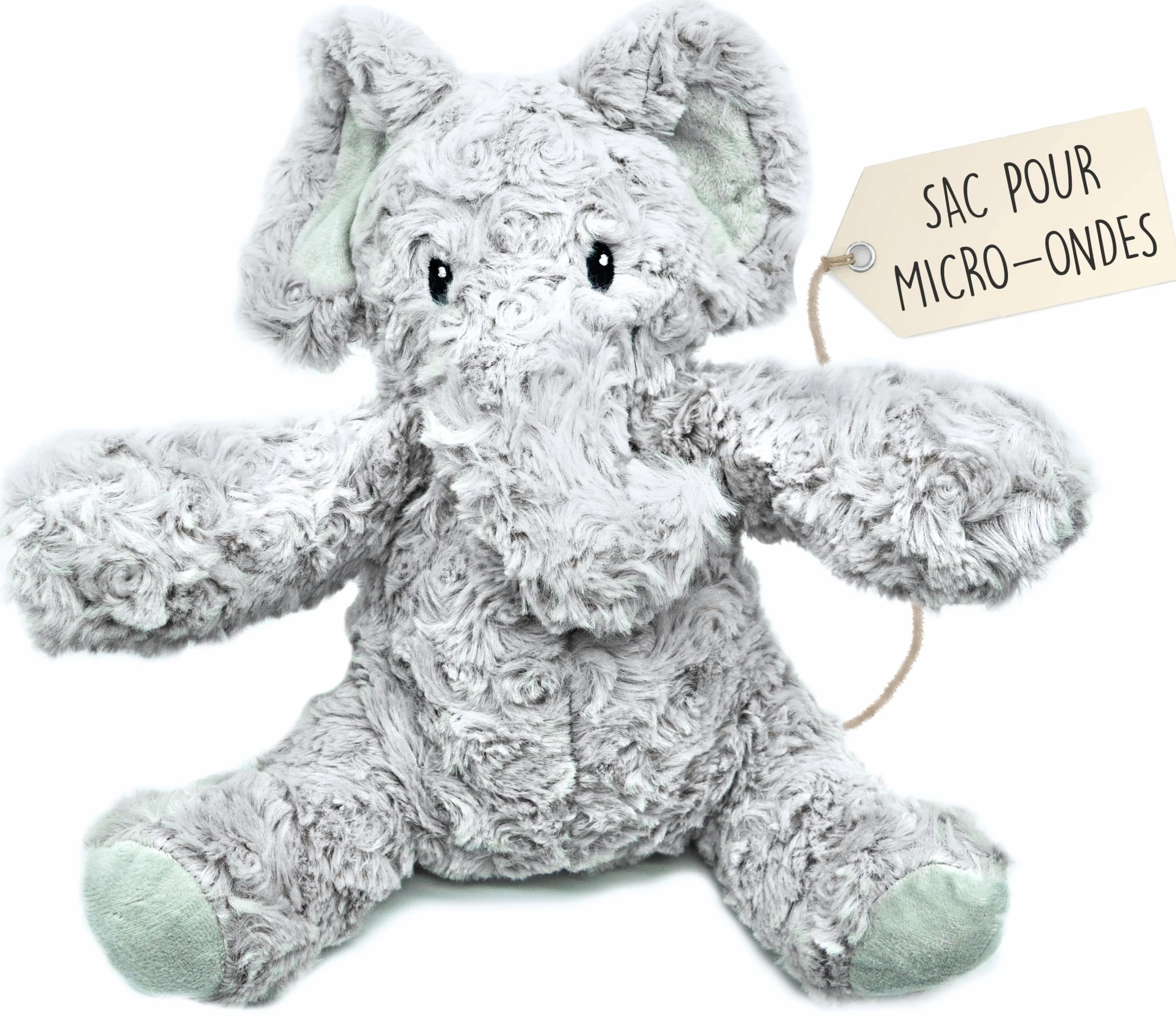 Bouillotte Micro-Onde Peluche 23 cm Éléphant pour Bébé Coliques