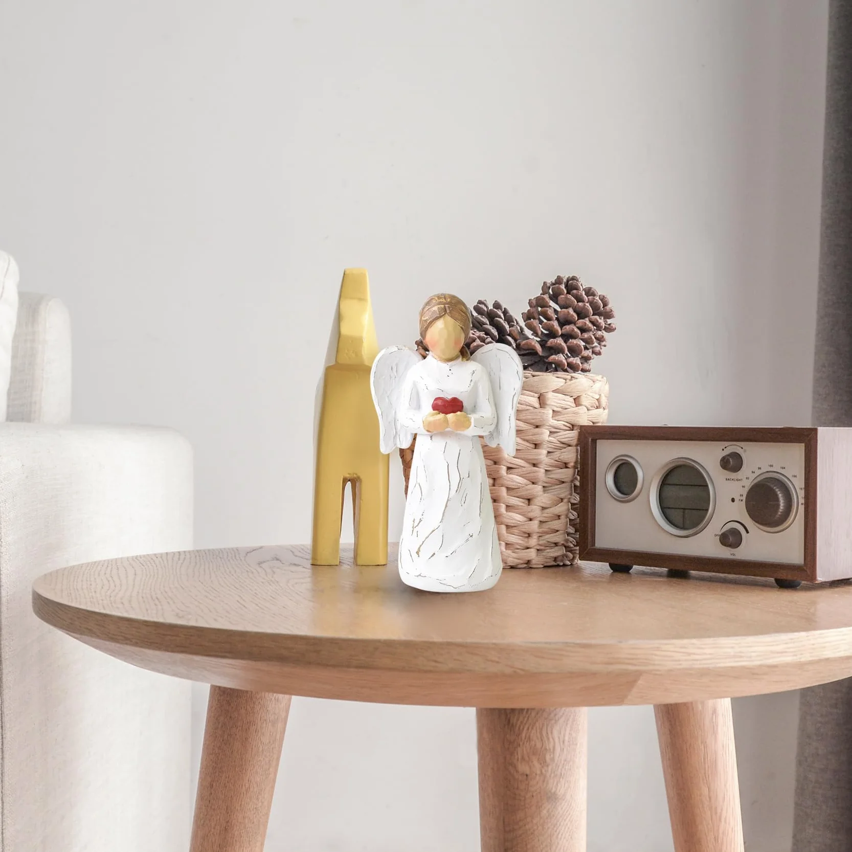 Statue d'ange gardien en résine cœur pour décoration intérieur cadeau commémoratif