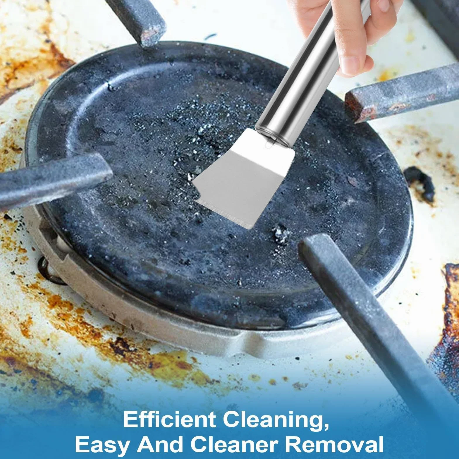 Spatule Nettoyante en Acier Inoxydable - Racloir pour Cuisine, Gril Barbecue, Camping Extérieur