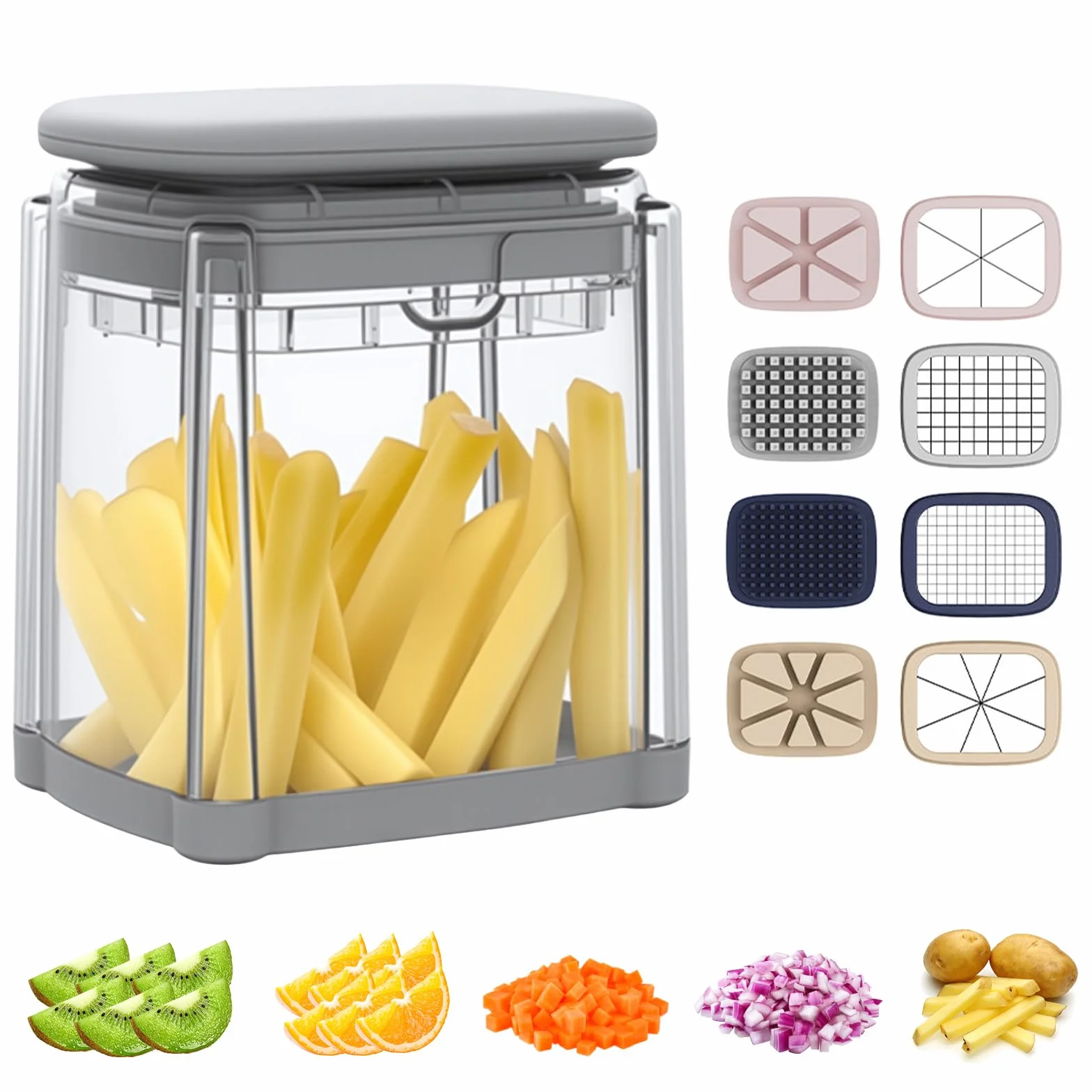 Coupe Légumes 4 en 1 Mandoline Découpe Frites Multifonctions avec 4 Lames