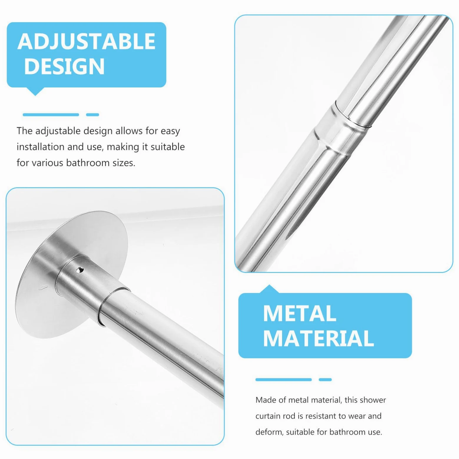 ABOOFAN Tringle de Rideau de Inoxydable Courbé pour Rail Extensible et Ajustable Installation Facile Système de Tension sans Perçage