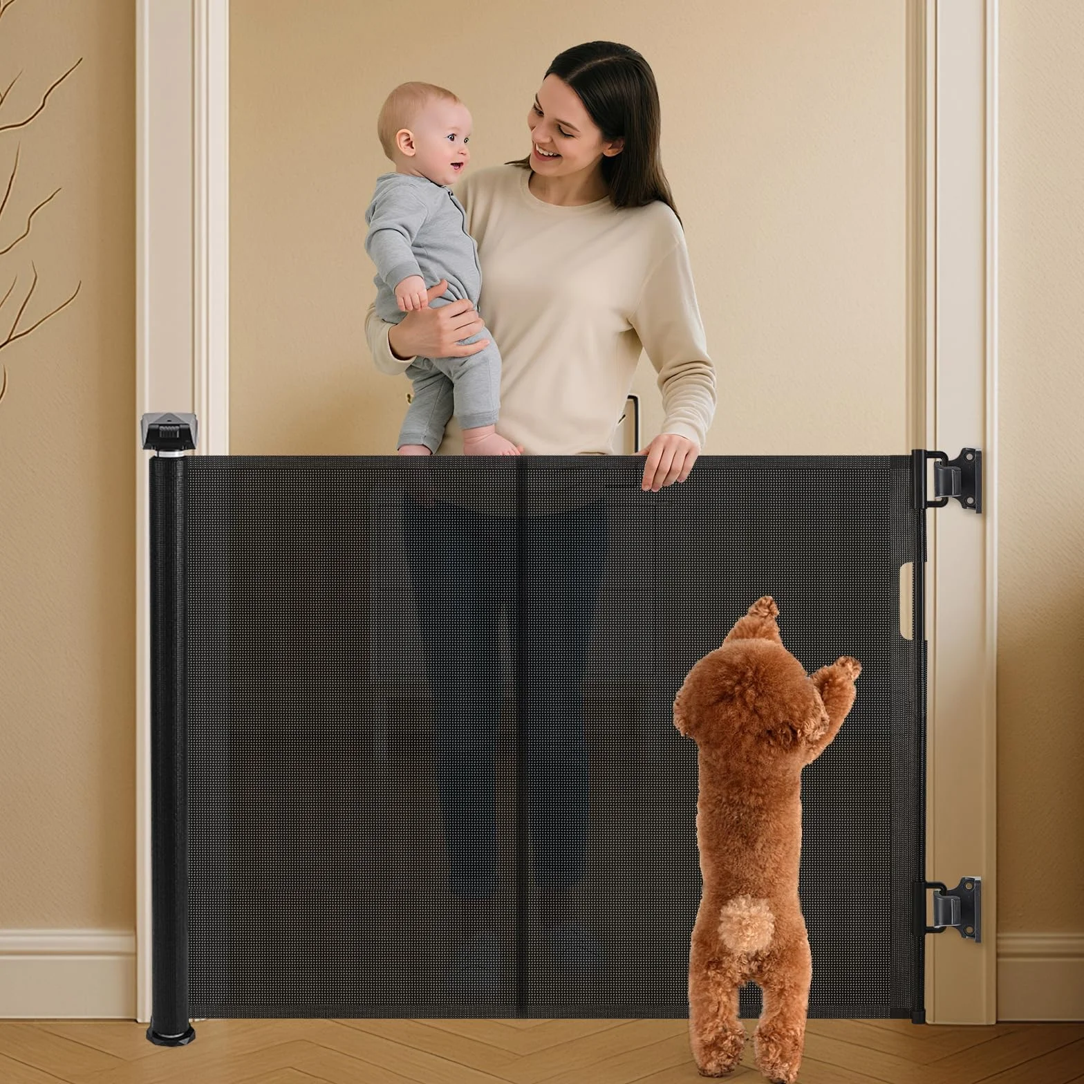 Barrière Sécurité Enfant Chien, Barriere Securite Retractable, Renforcement Fibre Verre, 1.5M