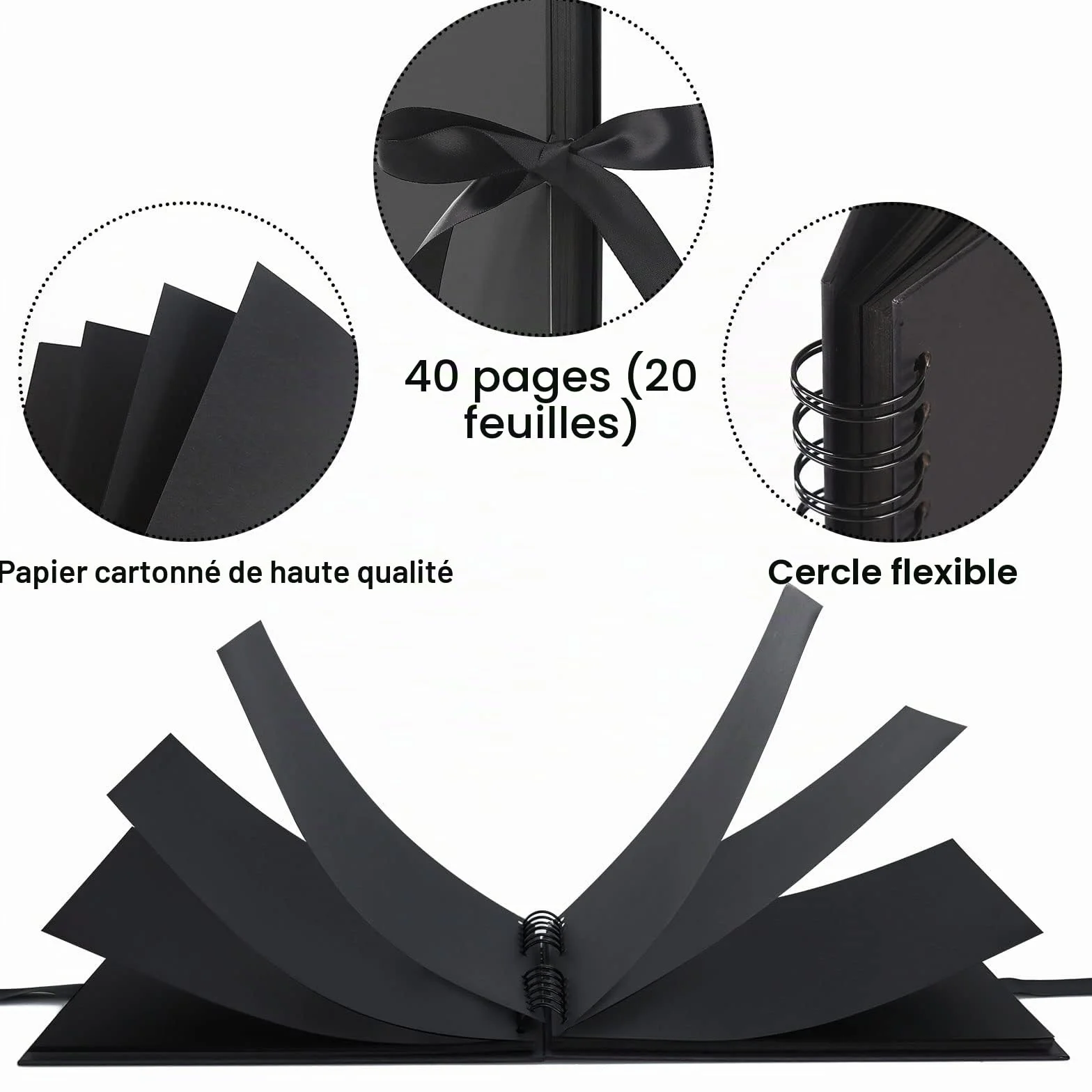 Album Photo Scrapbooking 10x15 Fait à La Main 40 Pages DIY Noir