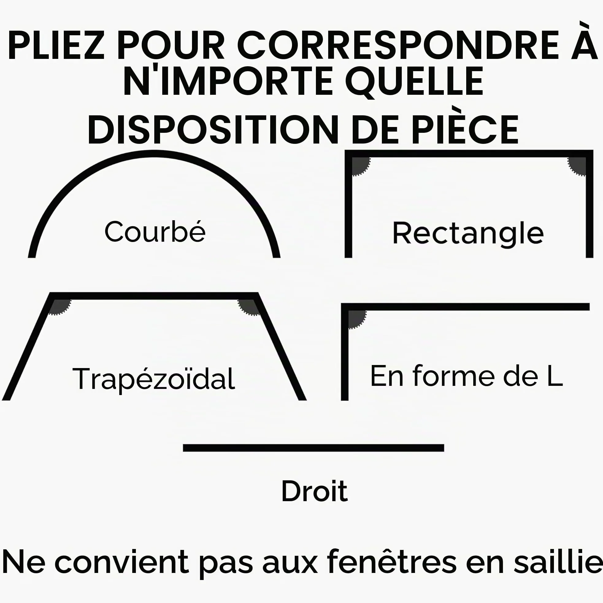 Rail de rideau de plafond flexible en aluminium – Rail de montage mural/plafond pliable de 5 m, système de glissement lisse pour baies vitrées, camping-cars, séparateurs de pièce, douches – Facile à