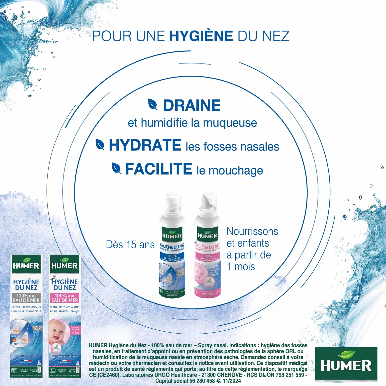 Spray nasal Hygiène du nez Adulte eau de mer 150ml