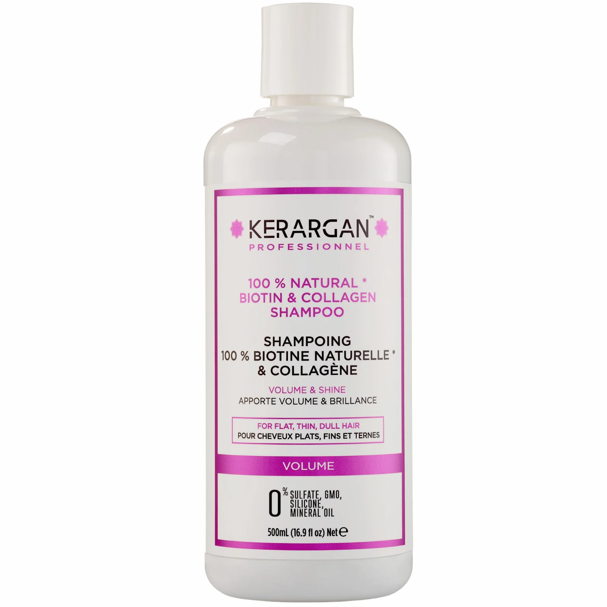 Shampoing Volumisant à la Biotine & Collagène 500ml - Fortifiant, Sans Sulfate