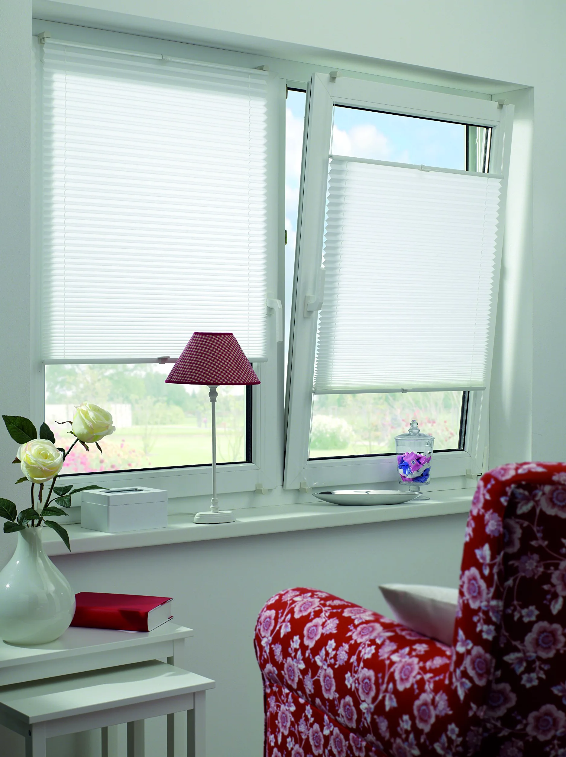 Gardinia Store Plissé à Clipser, Opaque, Kit de Montage Inclus, Store Plissé à 2 Rails EASYFIX, Blanc, 90 x 210 cm (BxH)
