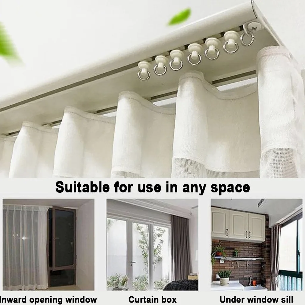 Rail De Rideau Double Pour Fenêtre, Rail Rideaux Plafond Longueur De 50 À 600 Cm, Rail De Plafond En Aluminium Métal Blanc Pour Diviseur De Pièce(110cm/3.6ft)