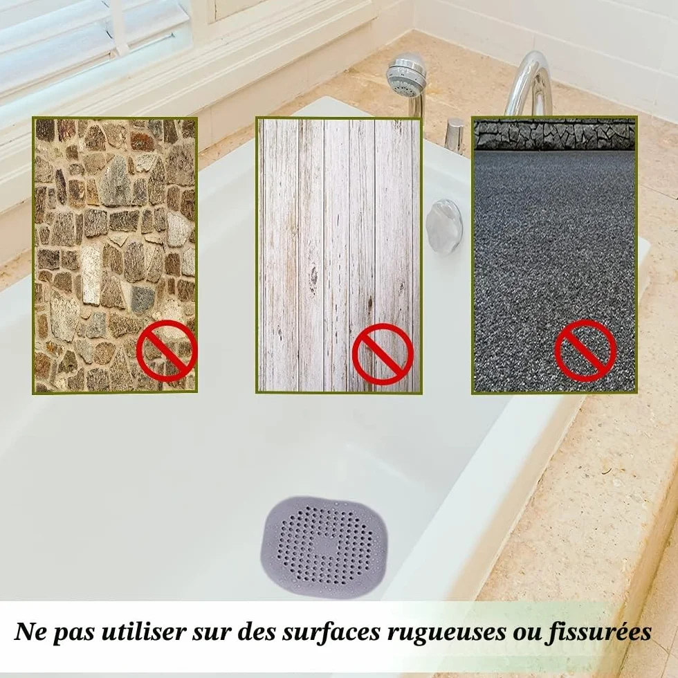 Protection de Drain de Silicone 2 Pcs, Filtre Evier de Cuisine avec Ventouse, Filtre de Baignoire