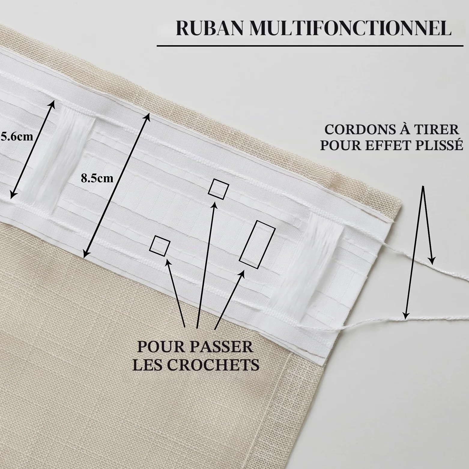 L.Z.E Rideau Beige Galon Fronceur Rideaux pour Salon avec Œillets Semi Transparent Chambre à Coucher Salle à Manger 245 cm Fenêtres 140 x 245 cm Lot de 2 100% Polyester Aspect de Lin