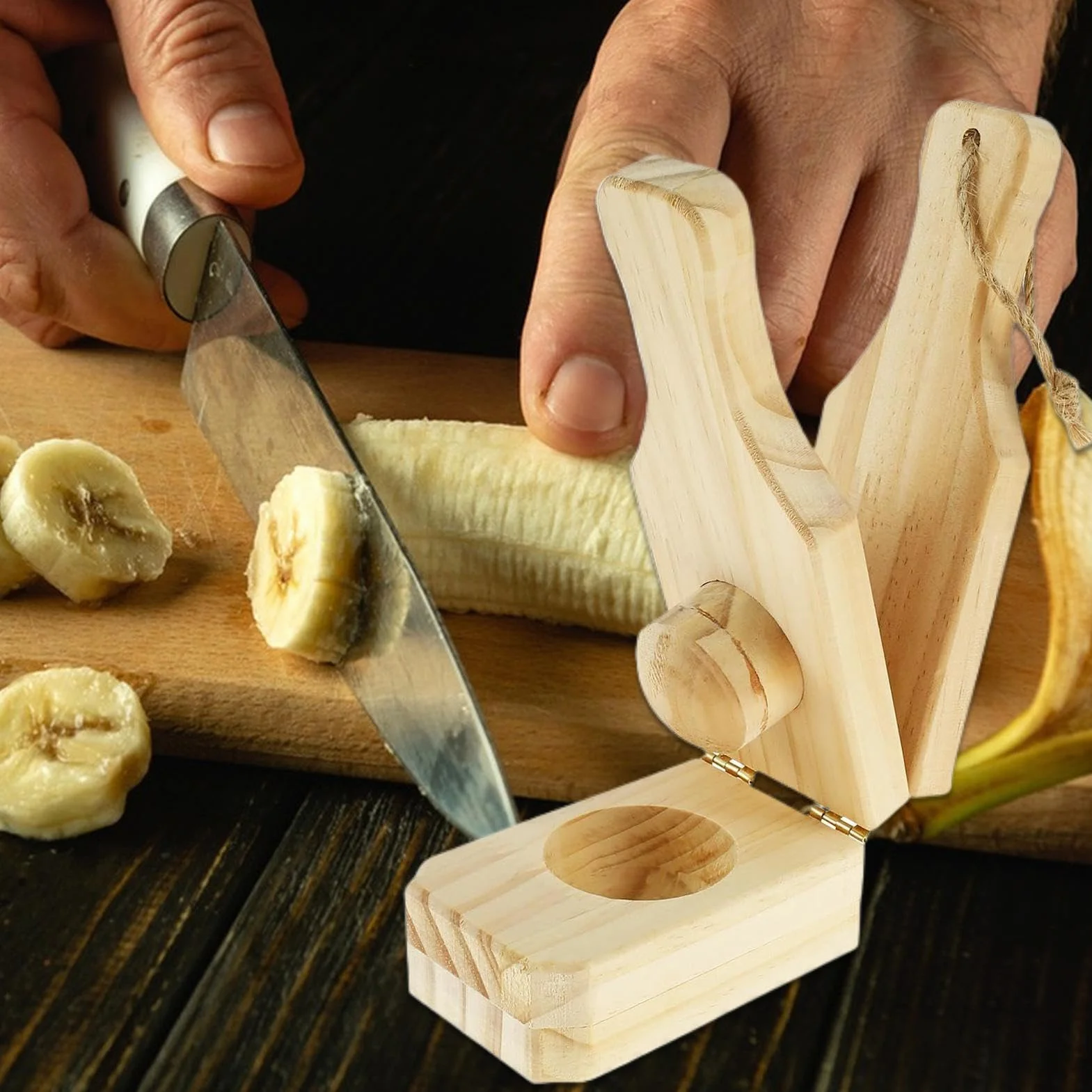 Presse à Écraser les Plantains en Bois pour Chips de Banane - Cuisine Cuisson Grill Maison Camping