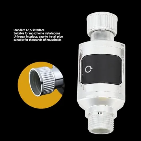 Thermomètre de Douche LED étanche en Acier Inoxydable 1/2 Pouce