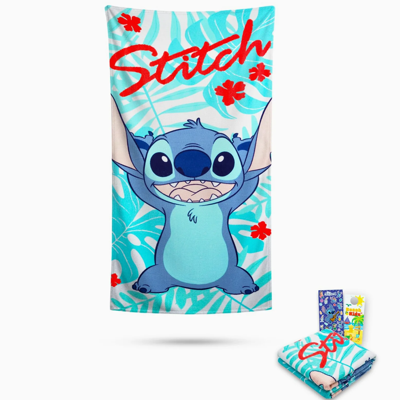 Disney Lilo and Stitch – Ensemble de serviettes de plage en microfibre de 68,6 x 137,2 cm avec décalcomanies, plus | Serviette de plage Stitch pour enfants et adultes