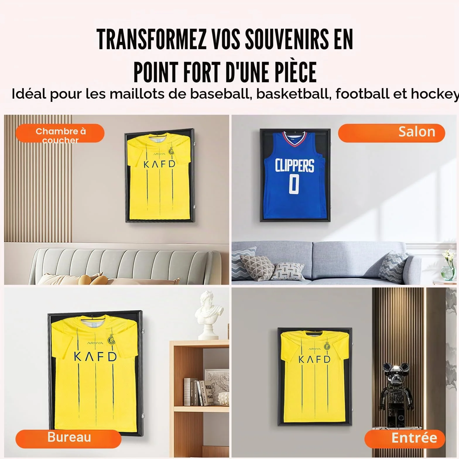 VEVOR Présentoir pour Maillot de Sport 610x812x40 mm, Boîte à Ombre Verrouillable, Protection UV 98% Verre PC