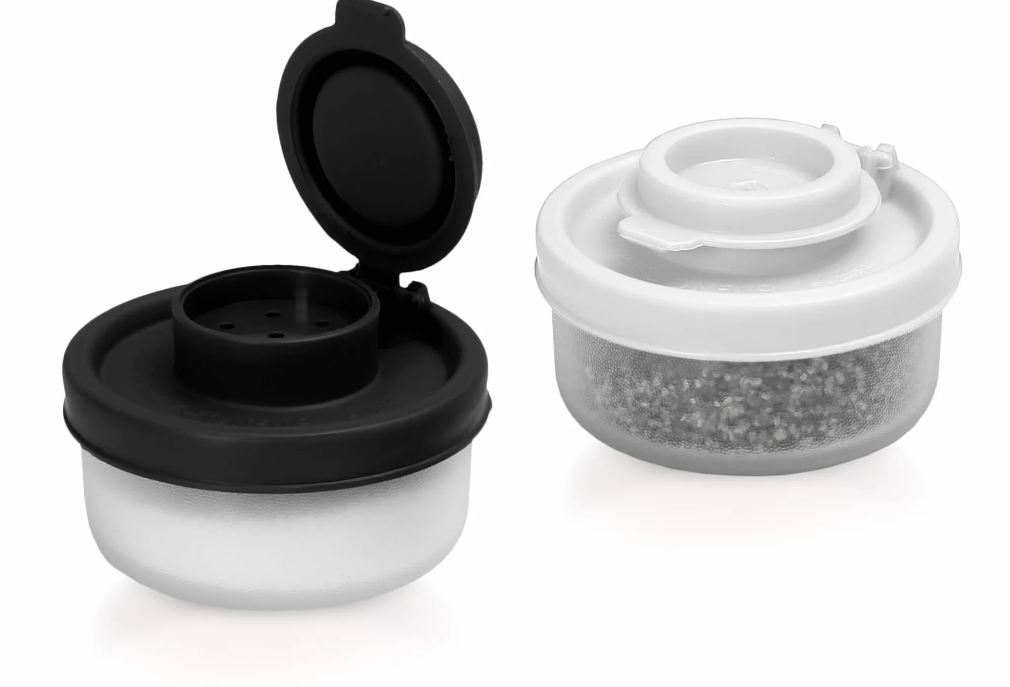 SIGNORAWARE Lot de 2 salières et poivrières étanches camping pique-nique extérieur cuisine voyage ensemble épices transparent couvercles rouges