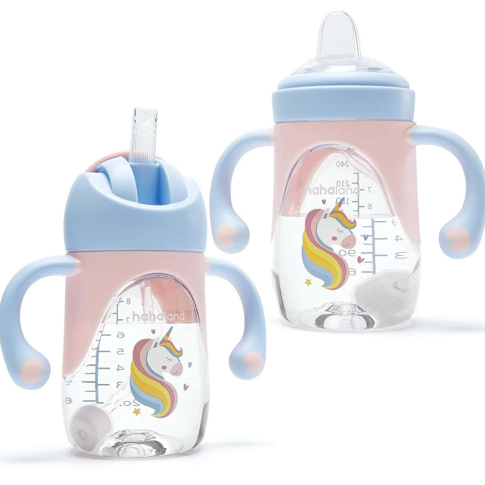 hahaland Tasse Paille Enfant 2 en 1 240ml 100% Étanche Anti-fuite