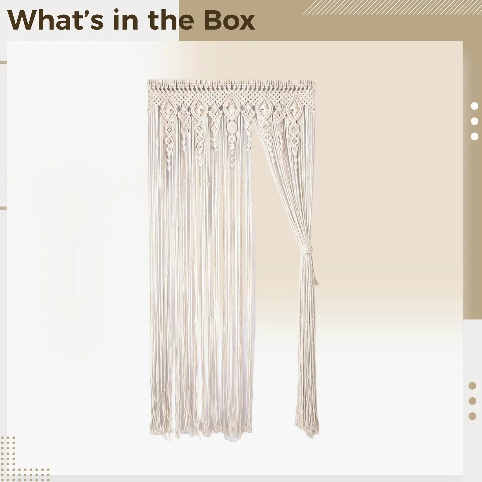 Rideau bohème en macramé en coton tissé à suspendre au mur - 90 x 180 cm - Pour porte, toile de fond de mariage et décoration d'intérieur