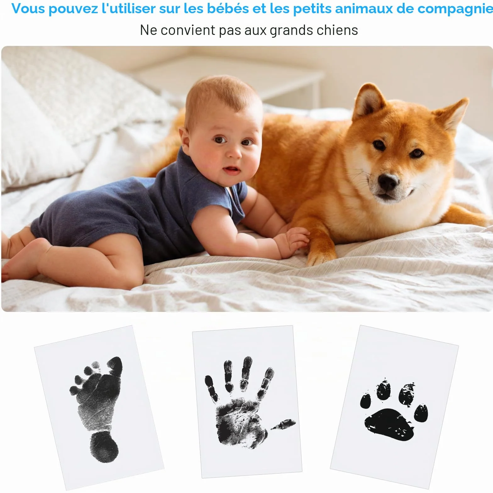 Kit Empreinte Pieds et Mains Bébé Enfant Clean Touch Tampons Bébé Encre Sûre Inoffensive Sans Contact