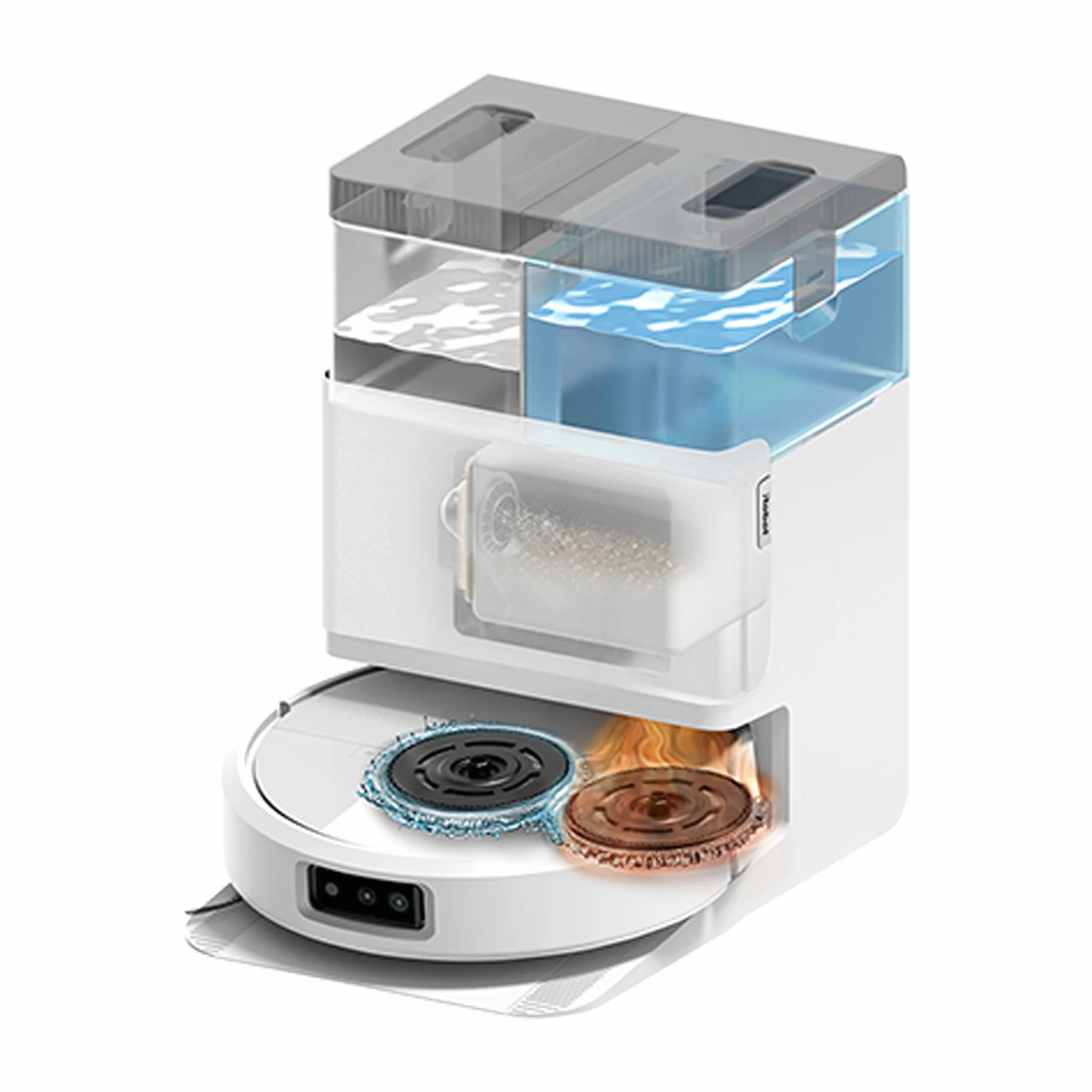 iRobot Roomba Plus 505 Combo Robot Aspirateur Laveur AutoWash Base Multifonction Lavage Séchage Air Chaud PrecisionVision IA LiDAR Clearview Pro 75 Jours Autovidage Blanc