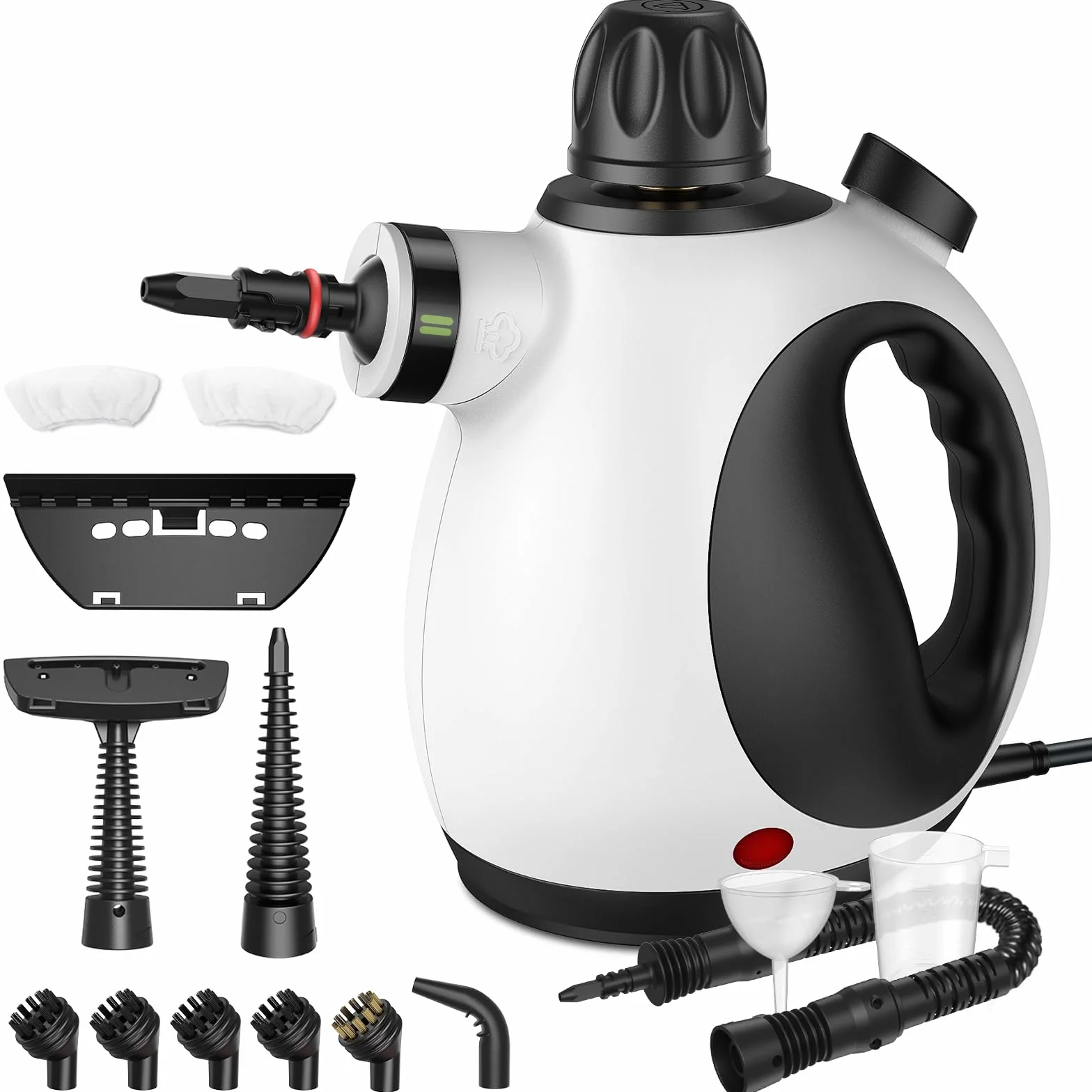 Nettoyeur Vapeur Portable avec Verrouillage de Sécurité et 14 Accessoires, Polyvalent pour Salle de Bain, Fenêtres, Cuisine (Noir&Blanc)
