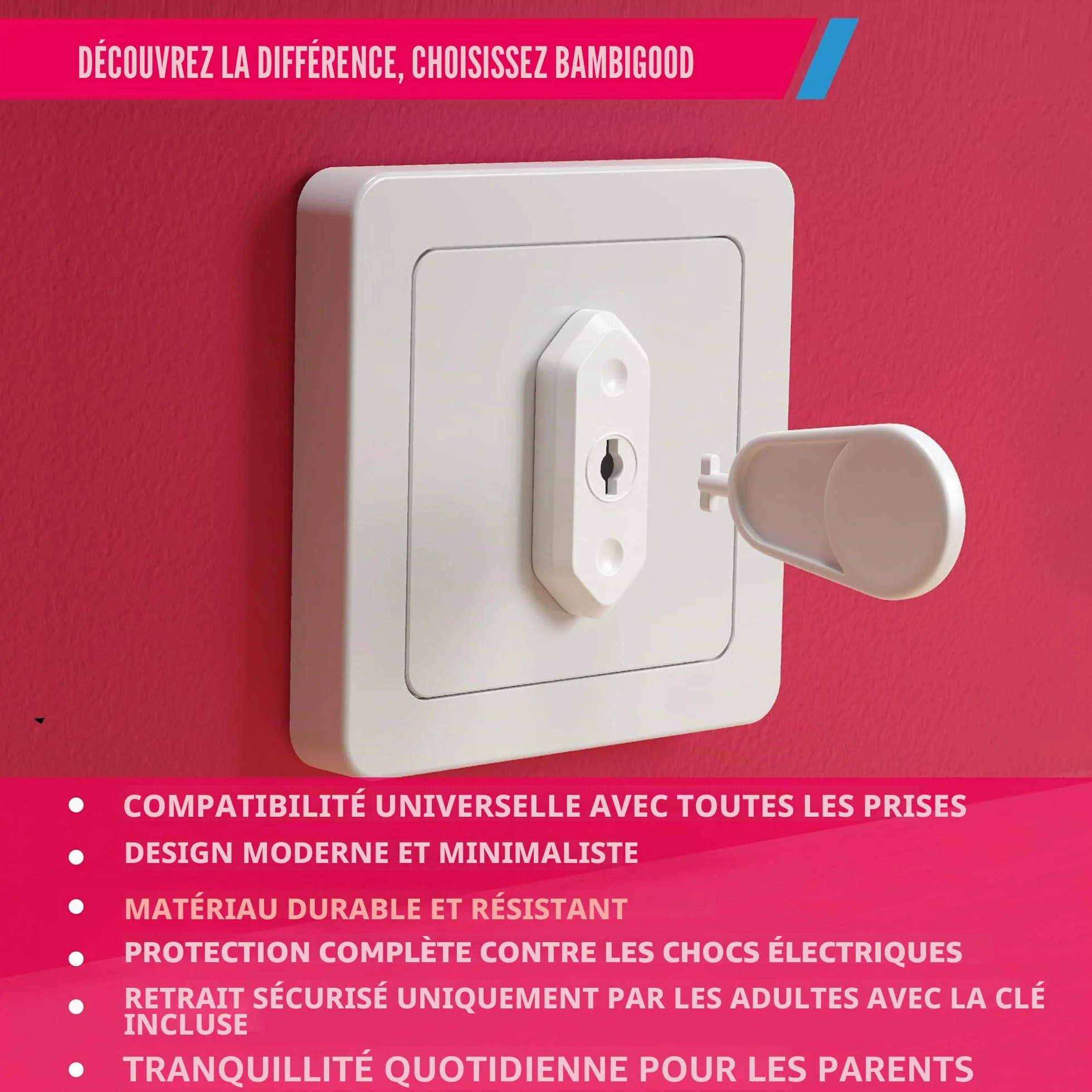 Cache Prise Bébé Electrique Universal 10/16A Schuko Sécurité Domestique Blanc