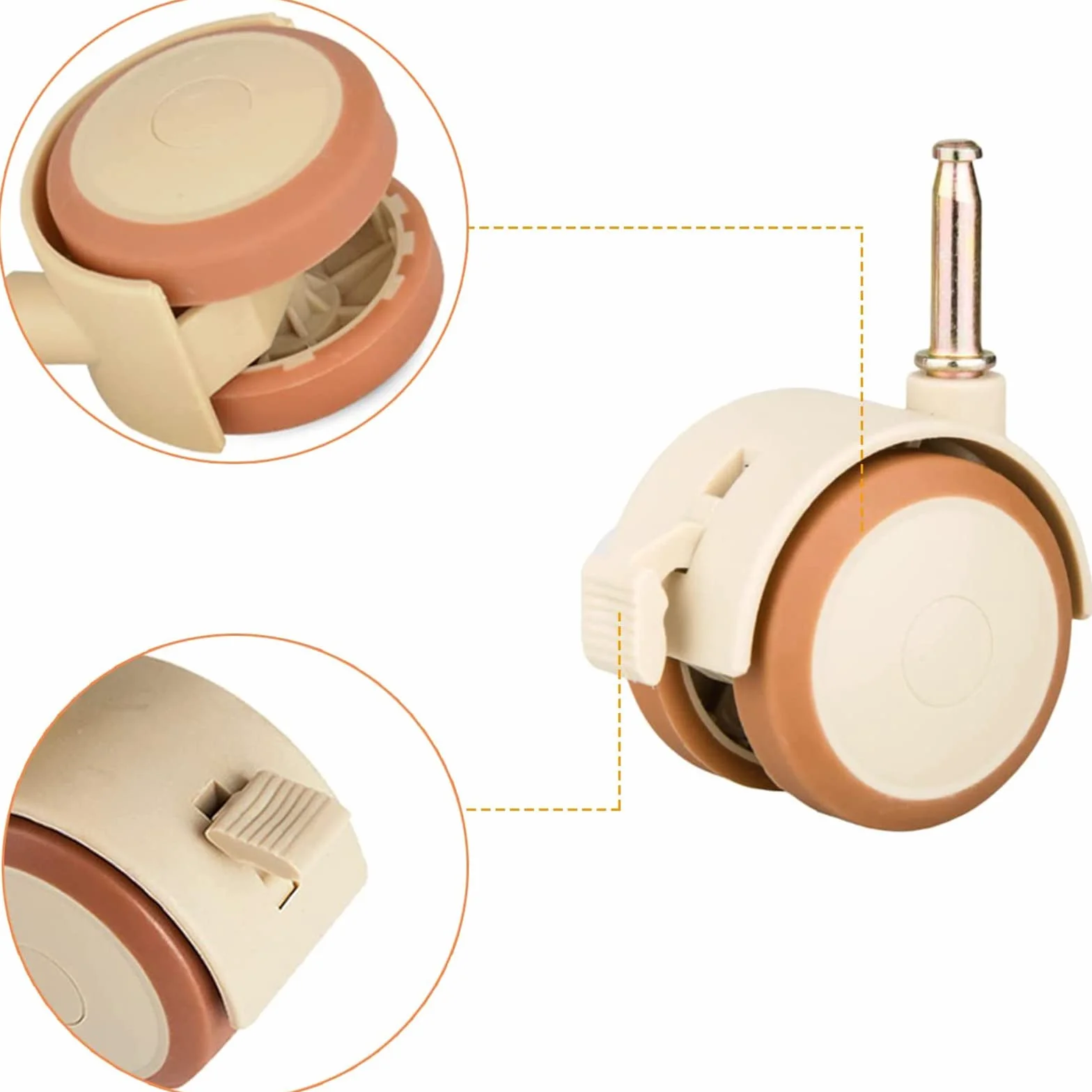 Roulettes De Meuble Vintage 360° Roues Pivotantes En Caoutchouc Pour Lit Bébé 4 Pièces