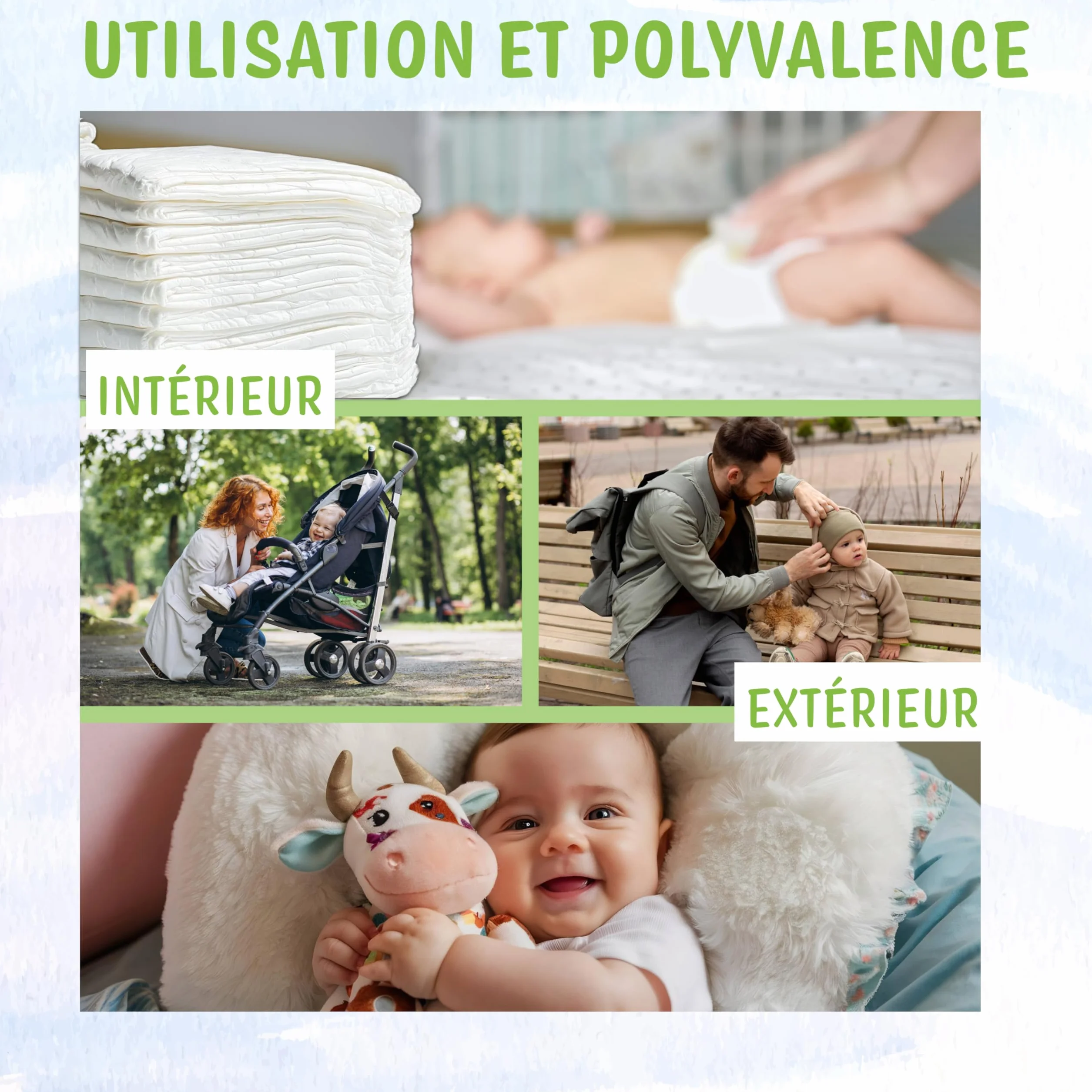 Alèses jetables pour bébés 60 x 60 cm Lot de 25