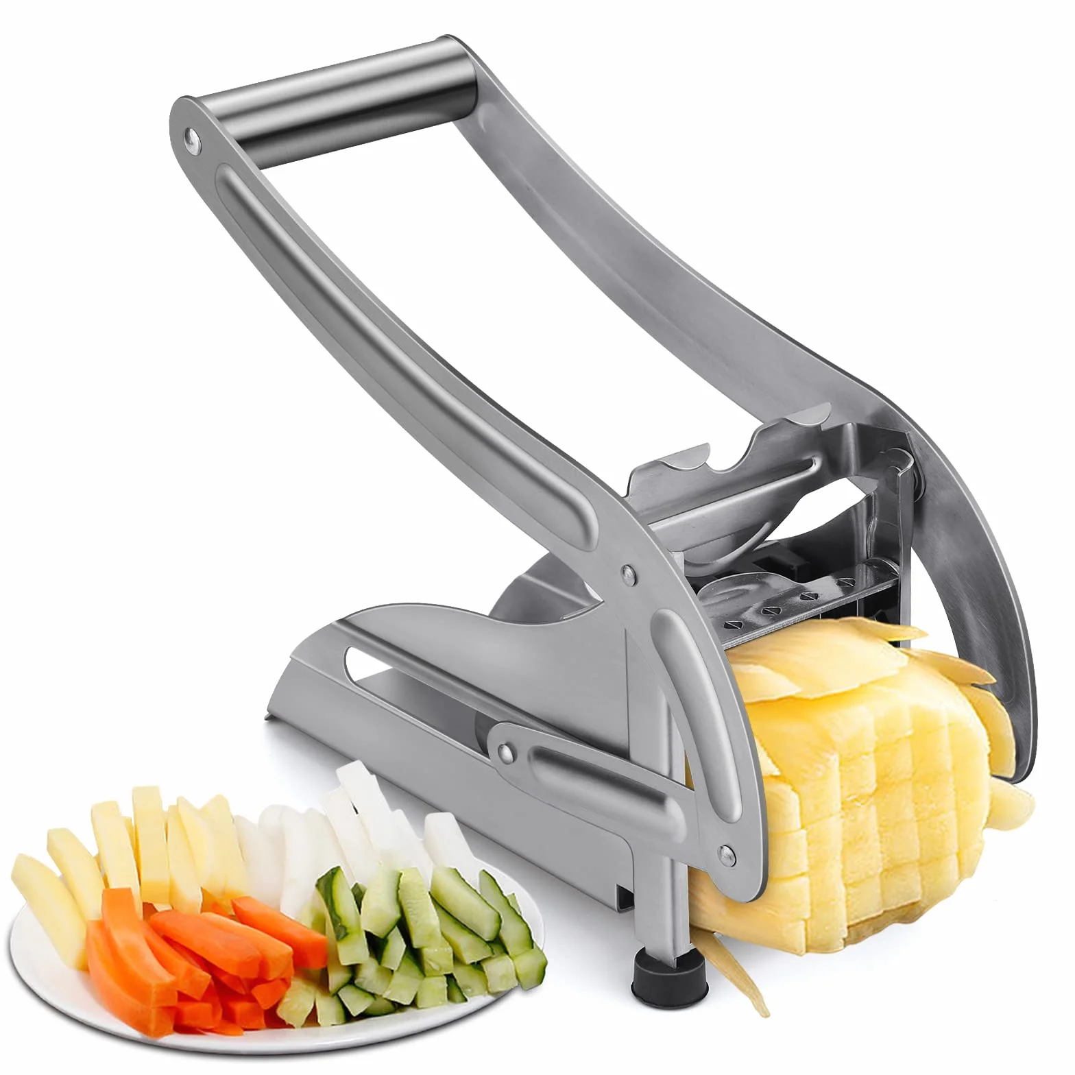 Professionnel Coupe Frite Manuel avec 2 Lames Antidérapante, Coupe-Légumes Accessoires Friteuse