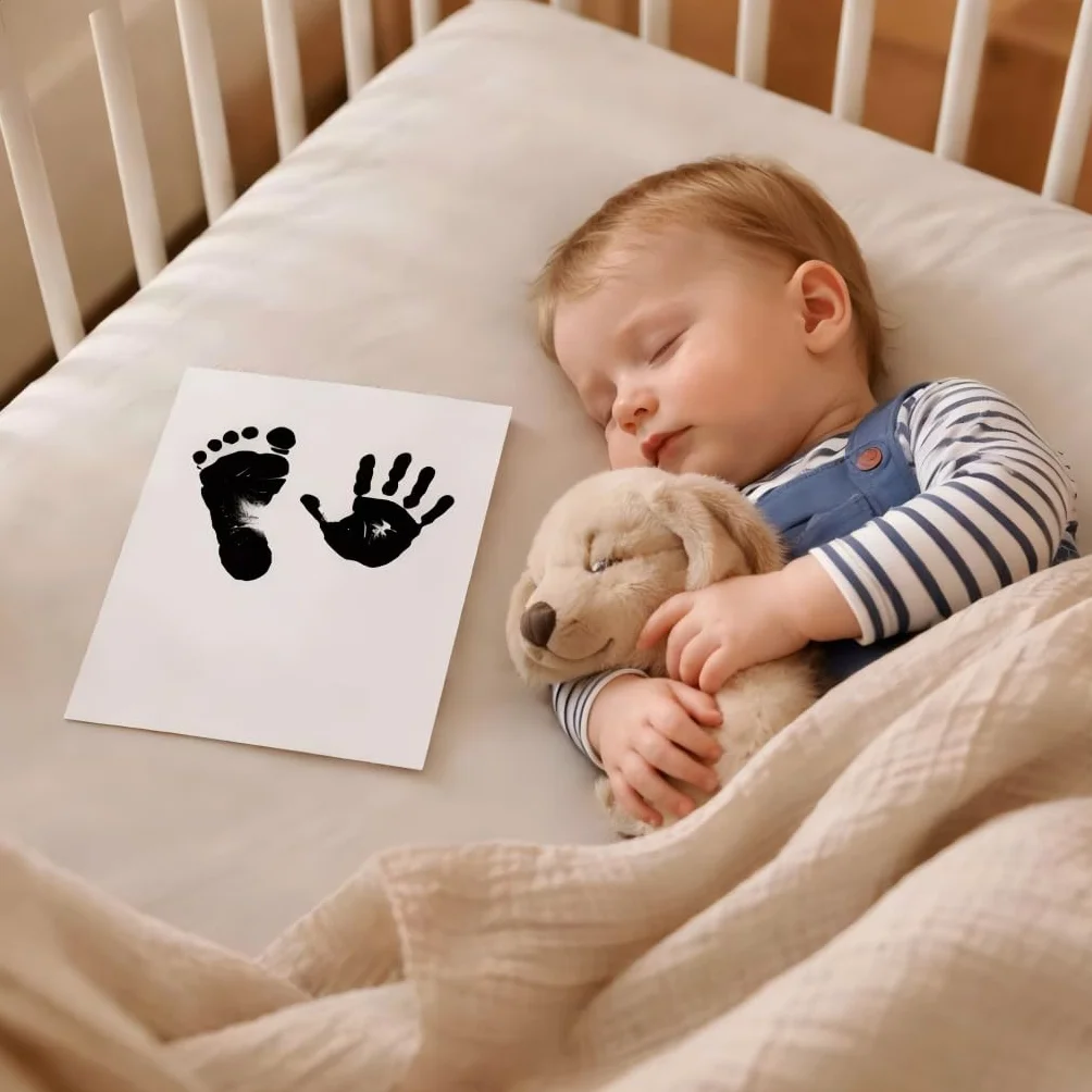 Kit Empreinte Bébé 2pces Pieds et Mains Clean Touch Cadre Photo Souvenirs Noir