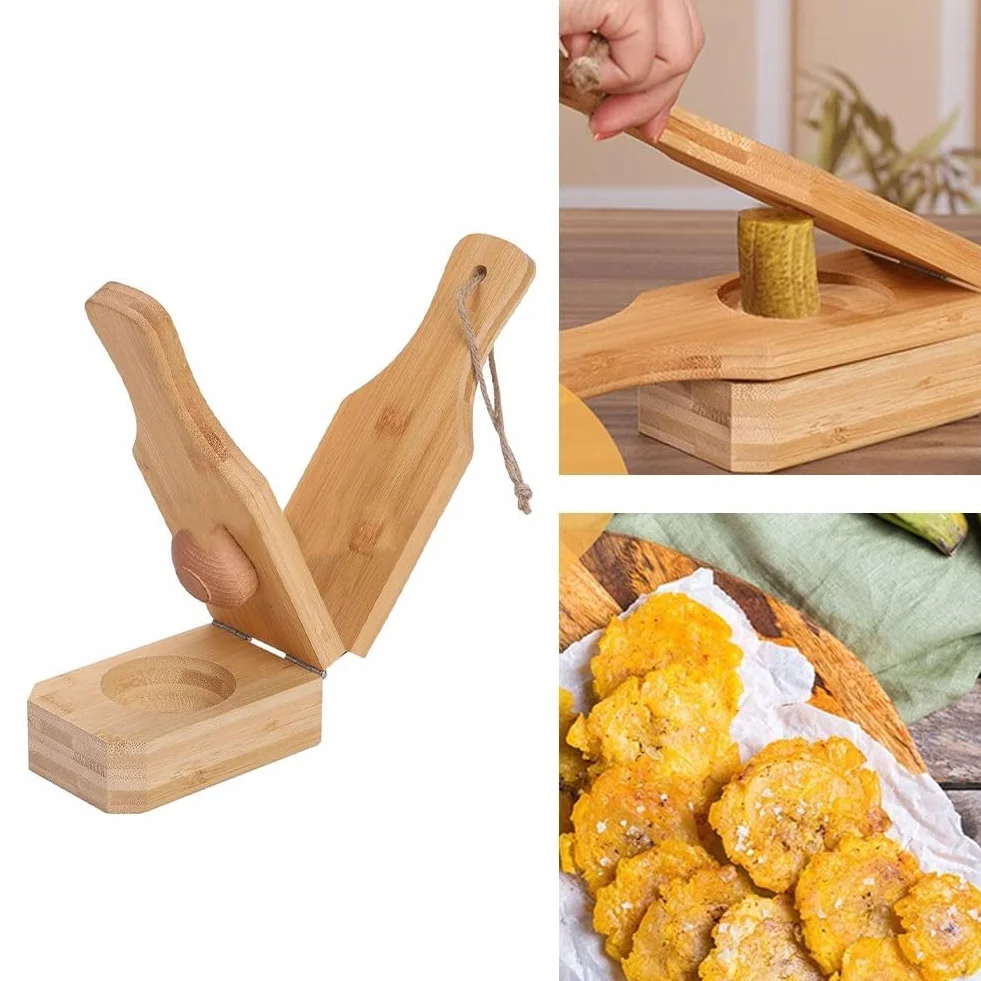Zoegneer Tostones Maker Presse à bananes en bois 2 en 1 pour plantain