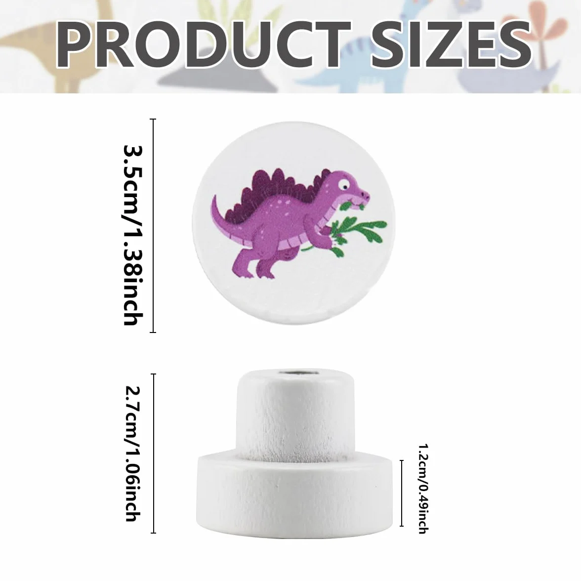Boutons de Tiroir Enfant Dinosaure 35 mm avec Vis pour Meubles