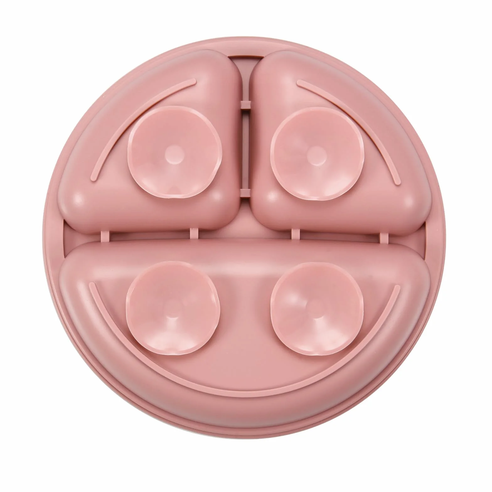 PandaEar Lot de 2 Assiettes à Ventouse Divisées pour Tout-Petits avec Couverts en Silicone, Rose