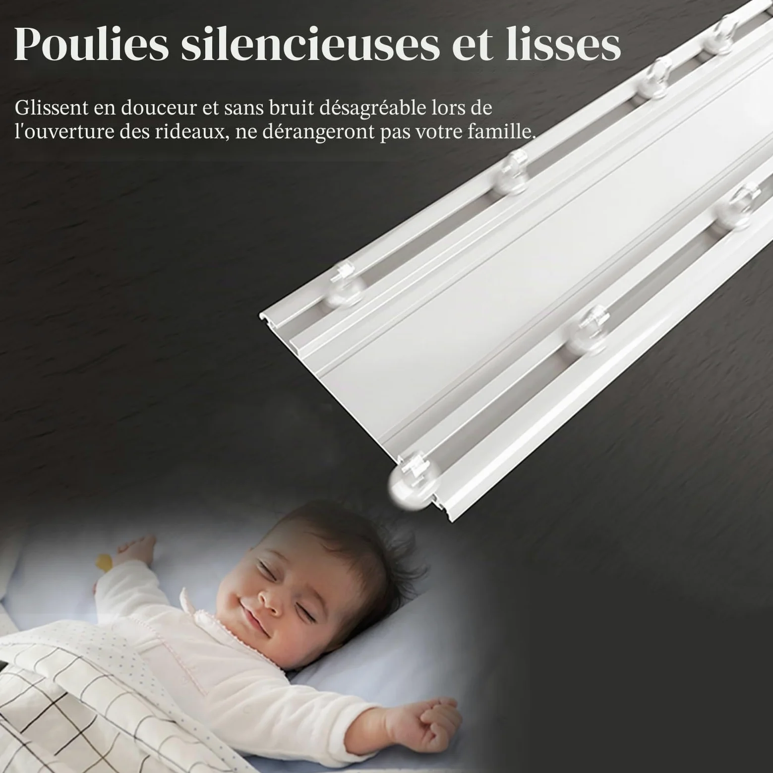 Tringle Rideau Système de Rail de Rideau Extra Fin, Doubles Rails en Alliage D'aluminium, Rails de Plafond Coulissants pour La Maison/VR/zone D'intimité, Tringle à Rideau Élégante et Sans Couture ( Co