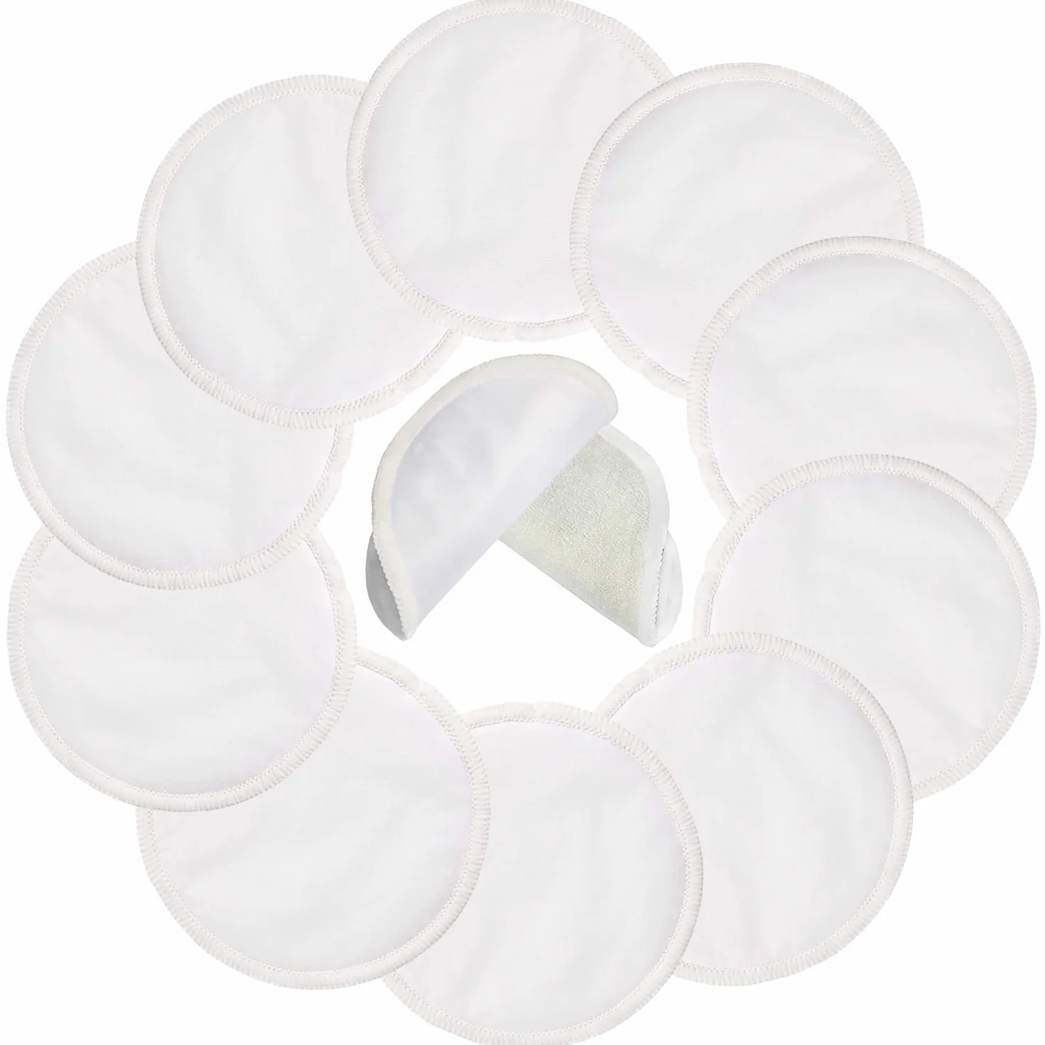 Coussinets d'allaitement réutilisables 10 pièces lavables étanches absorbants Ultra Doux 3 Couches 12 cm